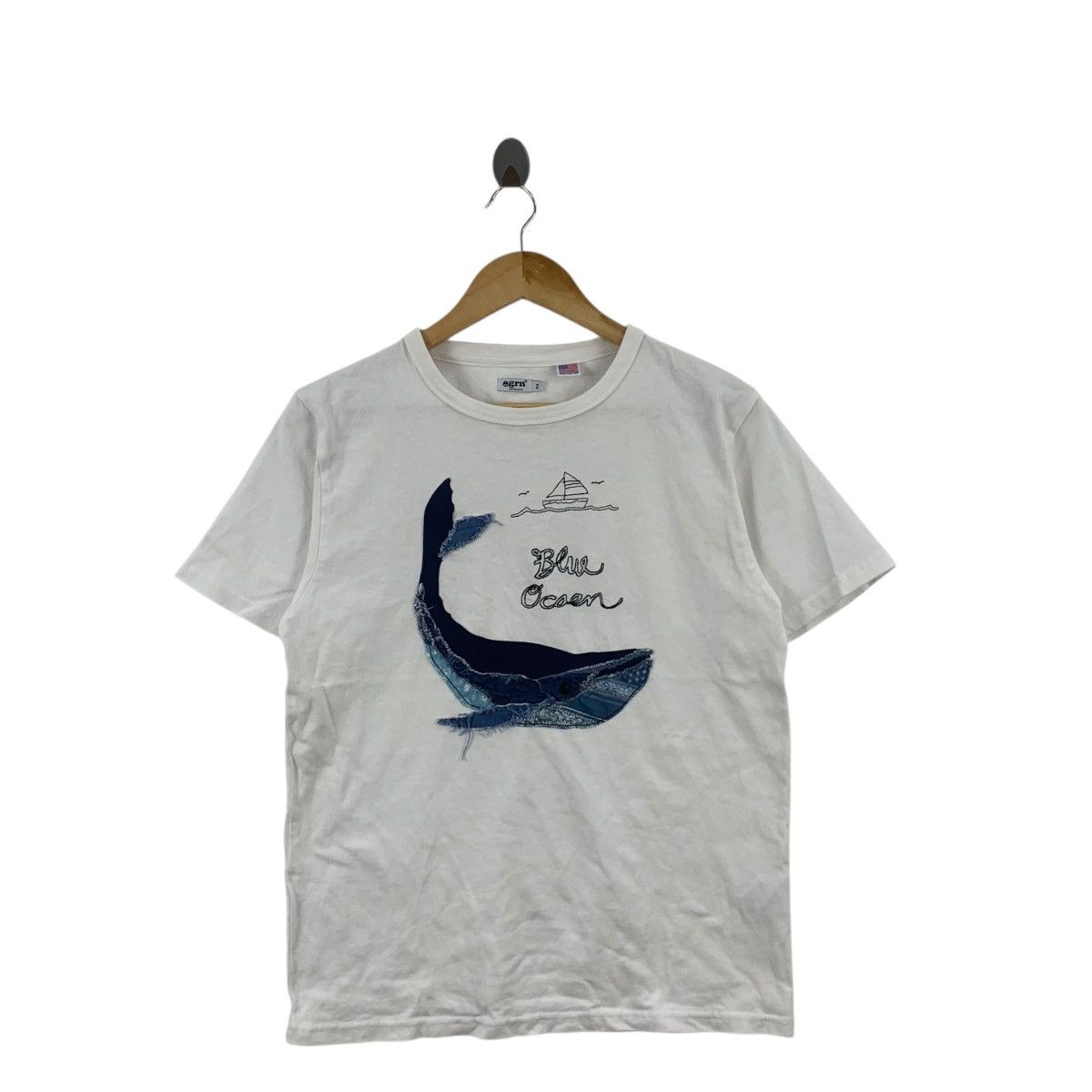 GRN GRN TOKYO JAPAN USA Cotton Blue Ocean Tee Shirt Top Whale Size S / US 4 / IT 40 - 3 Thumbnail