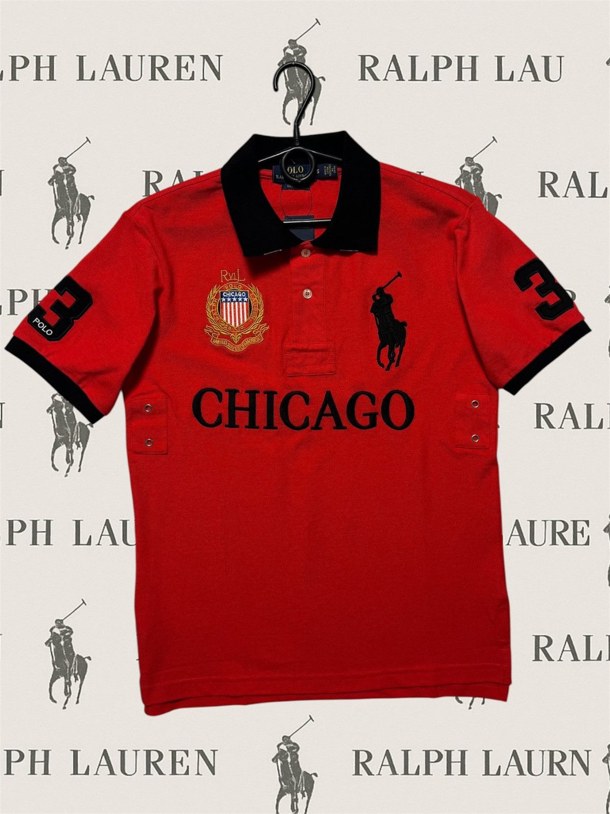 トップス POLO RALPH LAUREN CHICAGO POLO SHIRT M Ralph Lauren Red Chicago Big Pony Polo Shirt (XXL) | eBay
