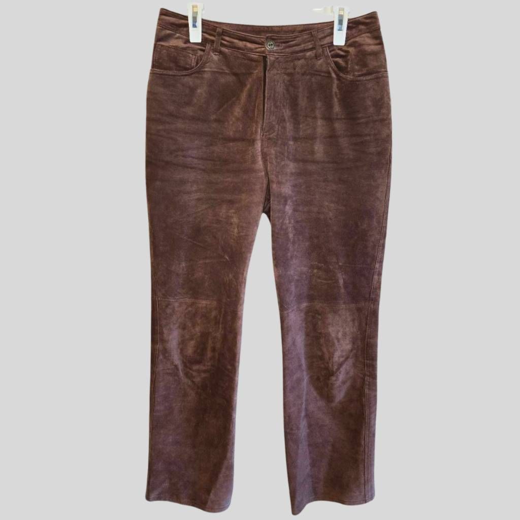 Chicos CHICO'S Brown Leather Pants Size 15 Straight Leg Mid Rise Ge Size 36" / US 14 / IT 50 - 1 Thumbnail