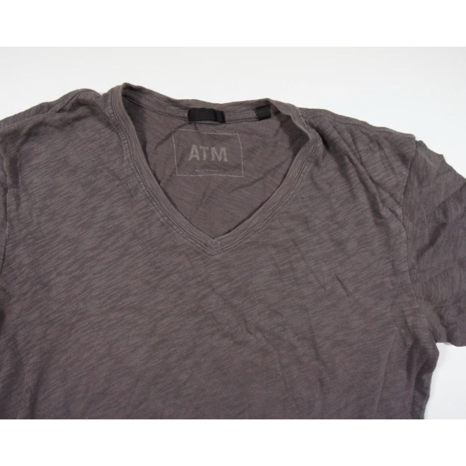 Vintage ATM Gray Short Sleeve V-Neck T-Shirt Adult Small Cotton Jersey Mens Size US S / EU 44-46 / 1 - 2 Thumbnail