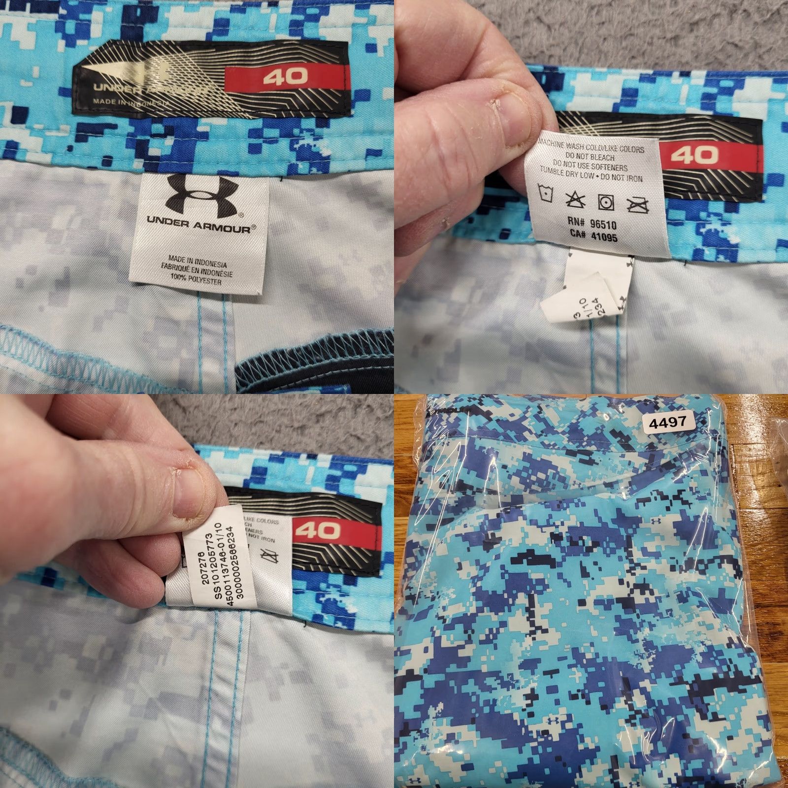 Under Armour Under Armour Bottom Men’s Size 40 Blue Digital Camo Pixelated Swim Trunks Size US 40 / EU 56 - 9 Thumbnail