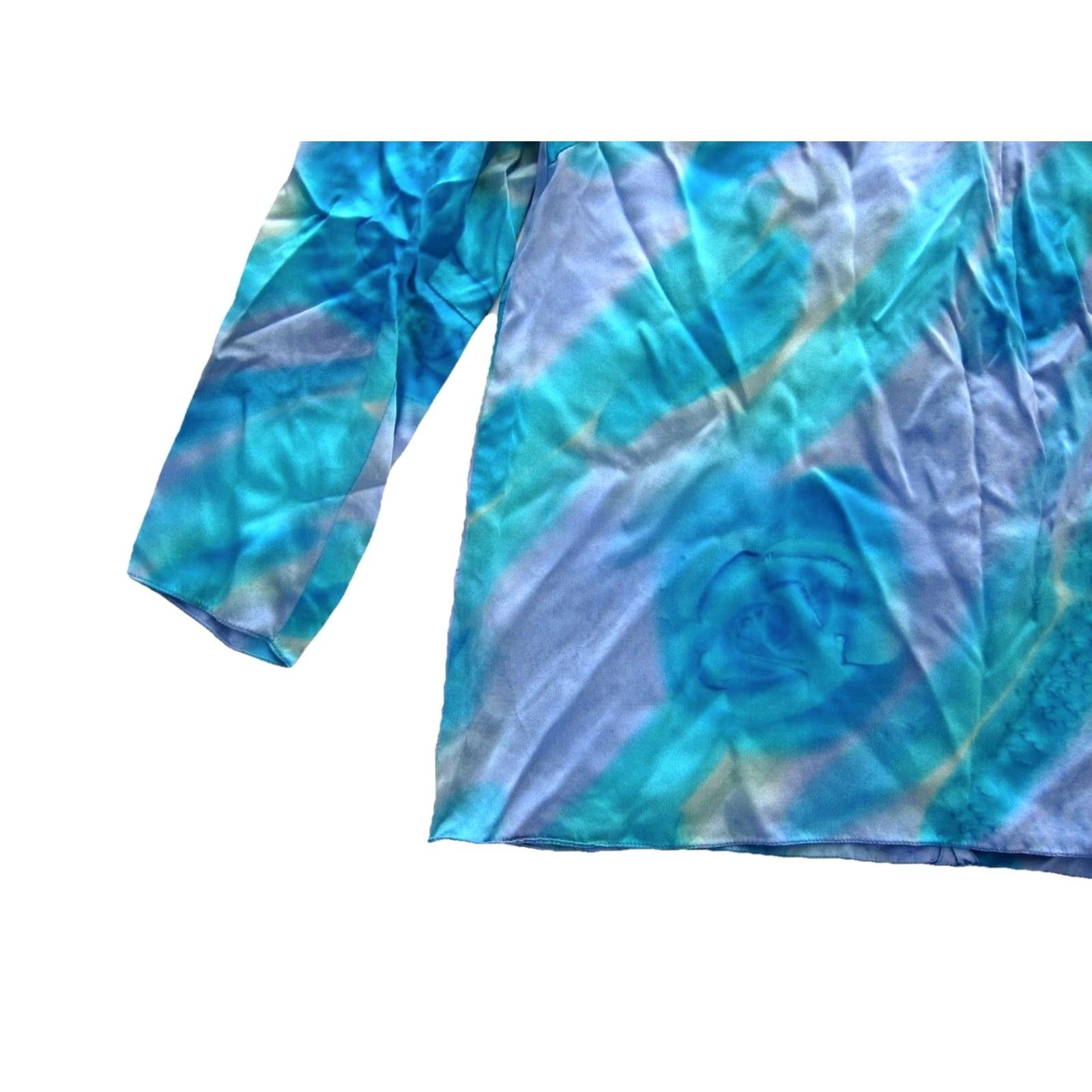 Vintage VINTAGE Suk-Hui Ltd. Scottsdale Blouse Shirt Silk Blue Tie Dye Long Sleeve M-L Women Size M / US 6-8 / IT 42-44 - 8 Thumbnail