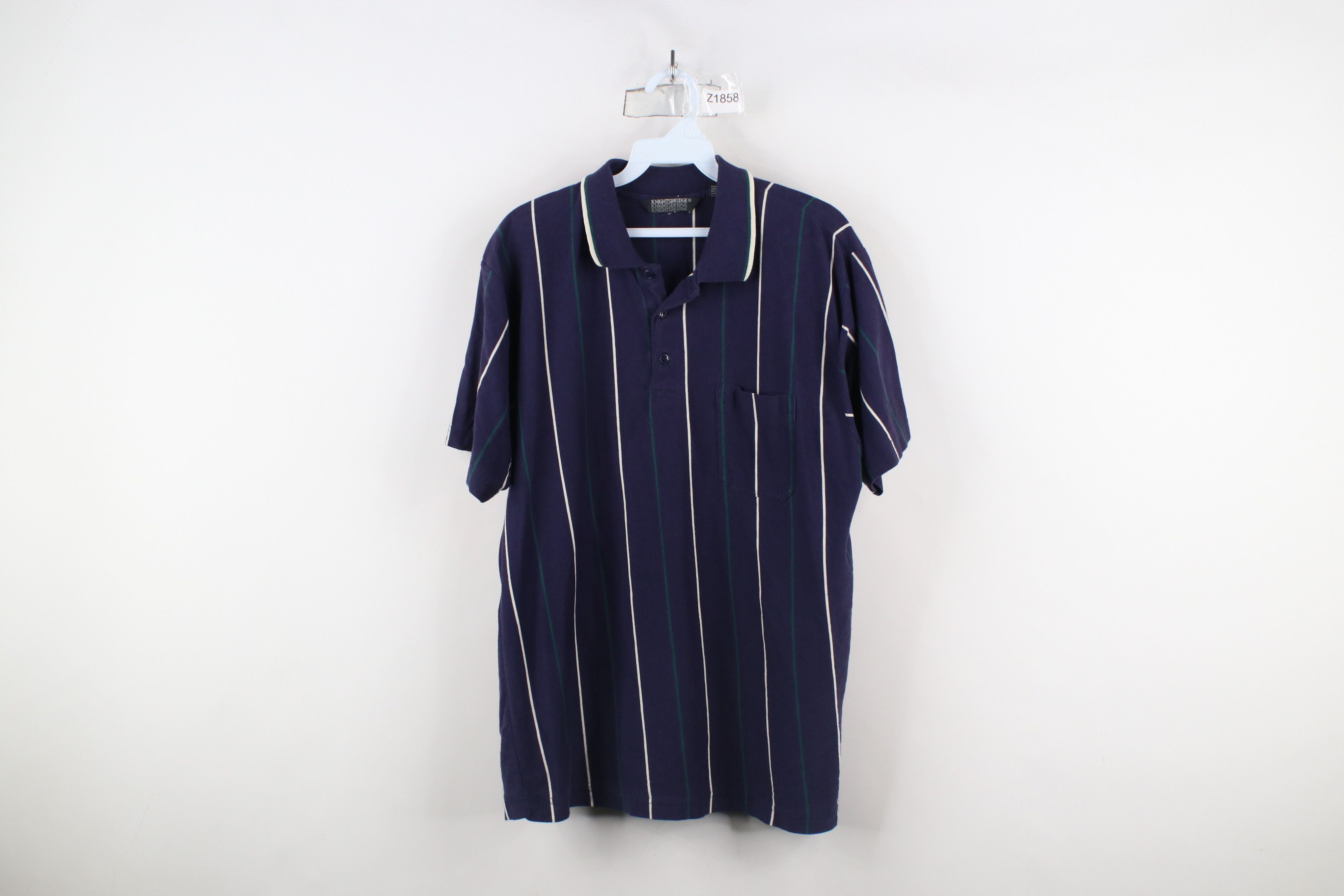 Vintage Vintage 90s Streetwear Striped Knit Collared Golf Polo Shirt Size US L / EU 52-54 / 3 - 1 Thumbnail