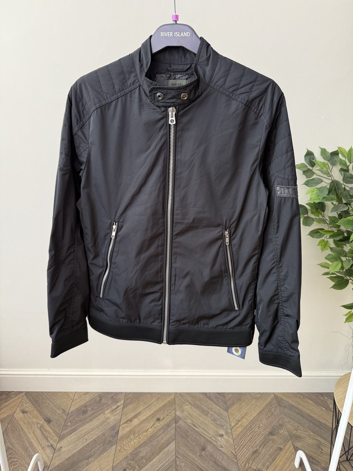 Vintage Diesel Black Lightweight Jacket Quilted Zip Biker