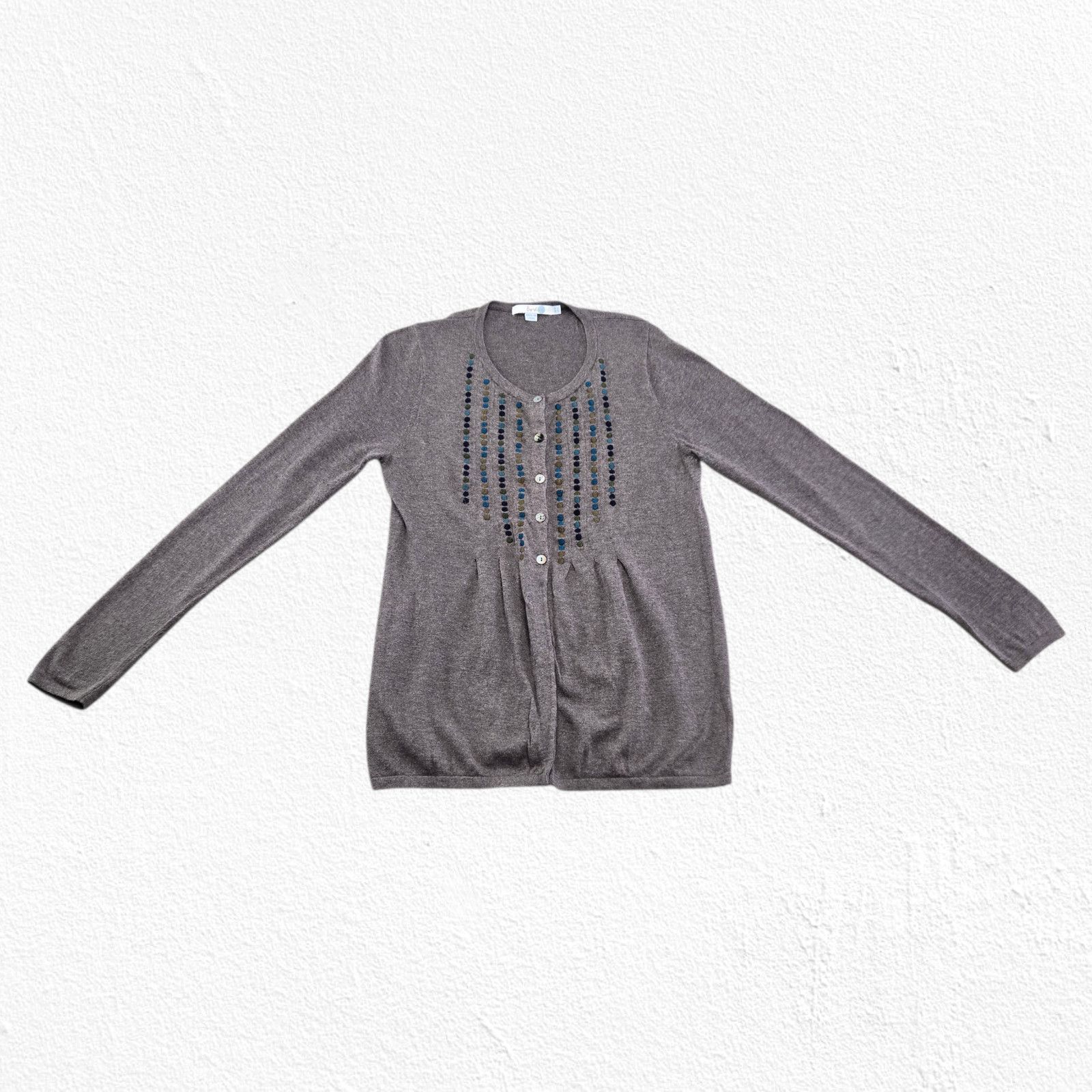 Boden Boden Embroidered Greige Cardigan Size 6 Size M / US 6-8 / IT 42-44 - 3 Thumbnail