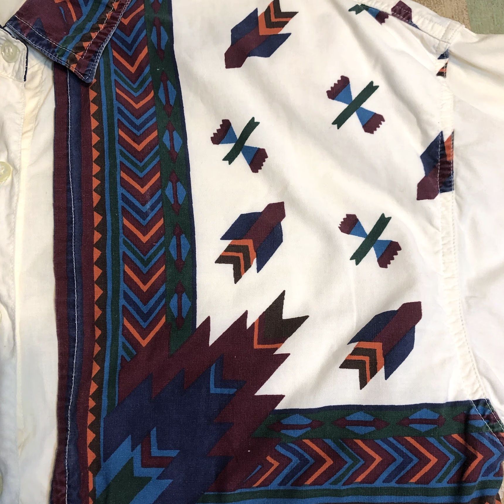 Vintage VINTAGE Adobe Rose Western Shirt Women’s S White Aztec Pattern Yellowing Size S / US 4 / IT 40 - 5 Thumbnail