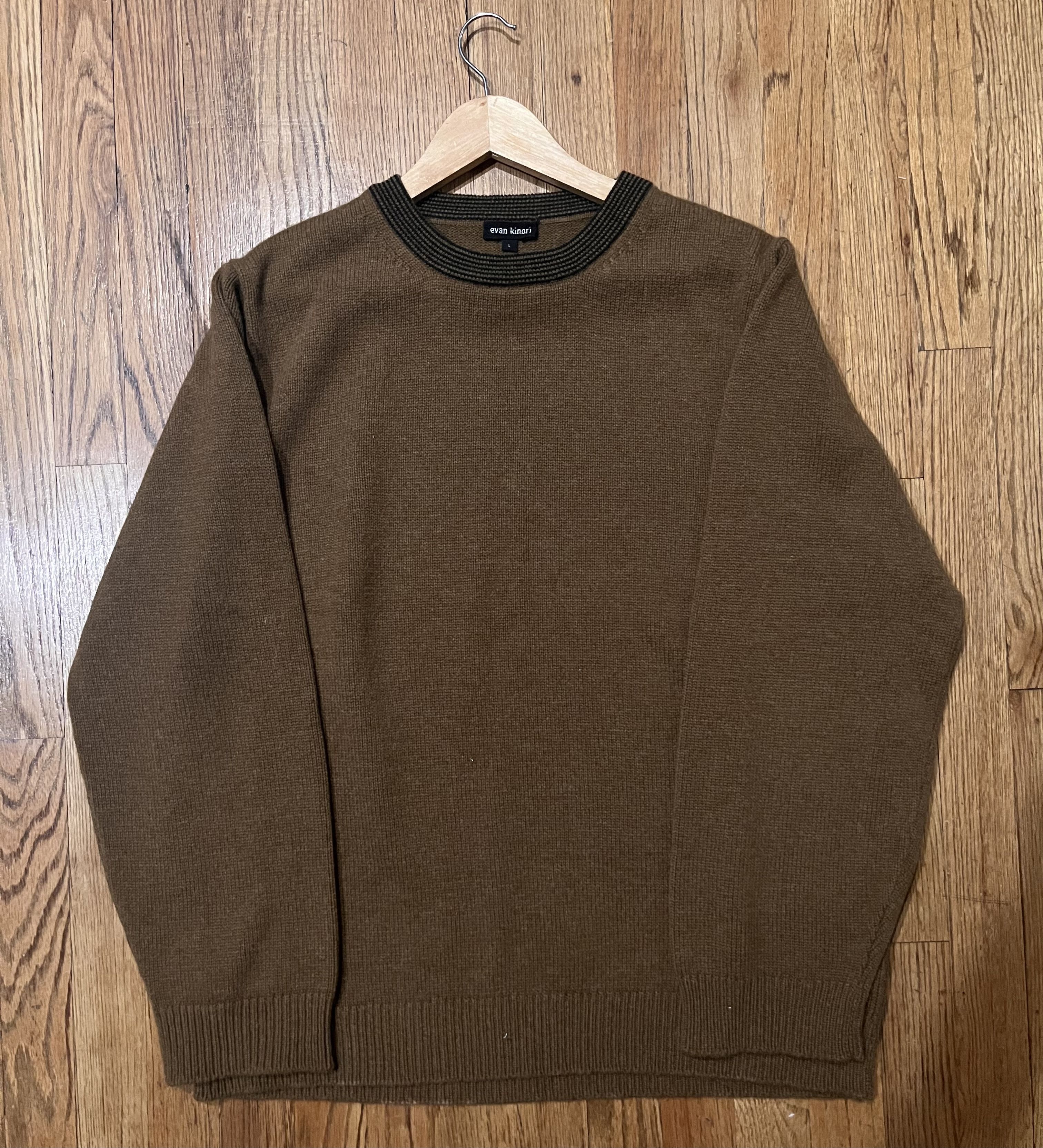 Evan Kinori Stripe Collar Sweater - Lambswool/Cashmere, Ochre 