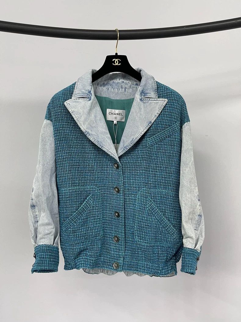Chanel Chanel Peacock blue silhouette woven denim jacket Size XS / US 0-2 / IT 36-38 - 1 Thumbnail
