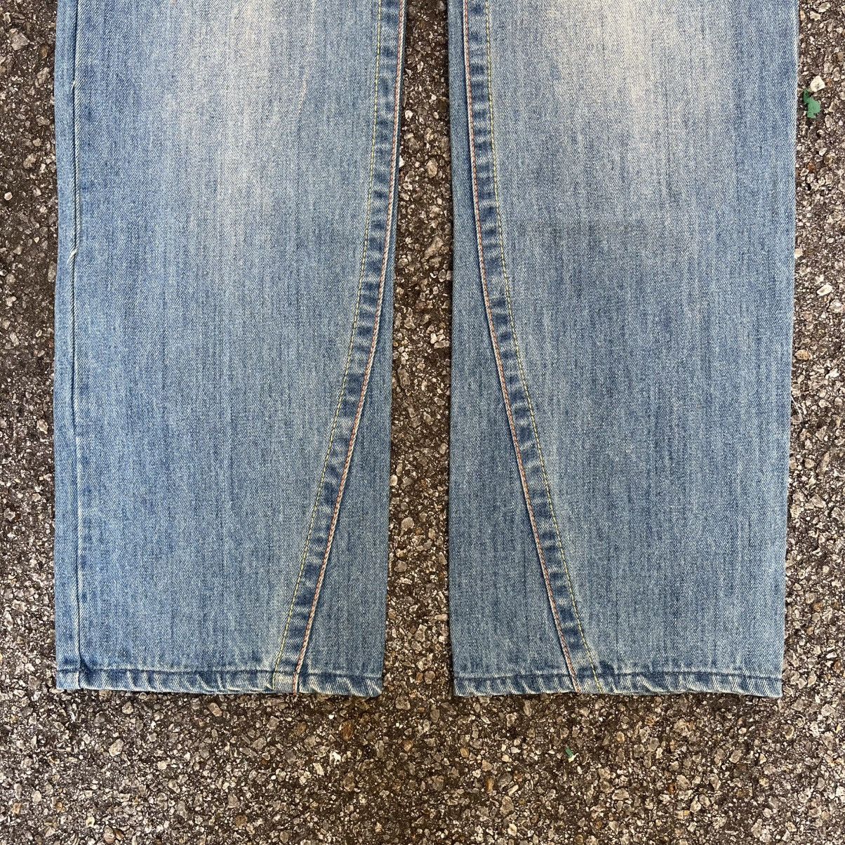 Other Blue Moon Blue Rainbow Denim Distressed Jeans Faded Blue Size 29" - 3 Thumbnail