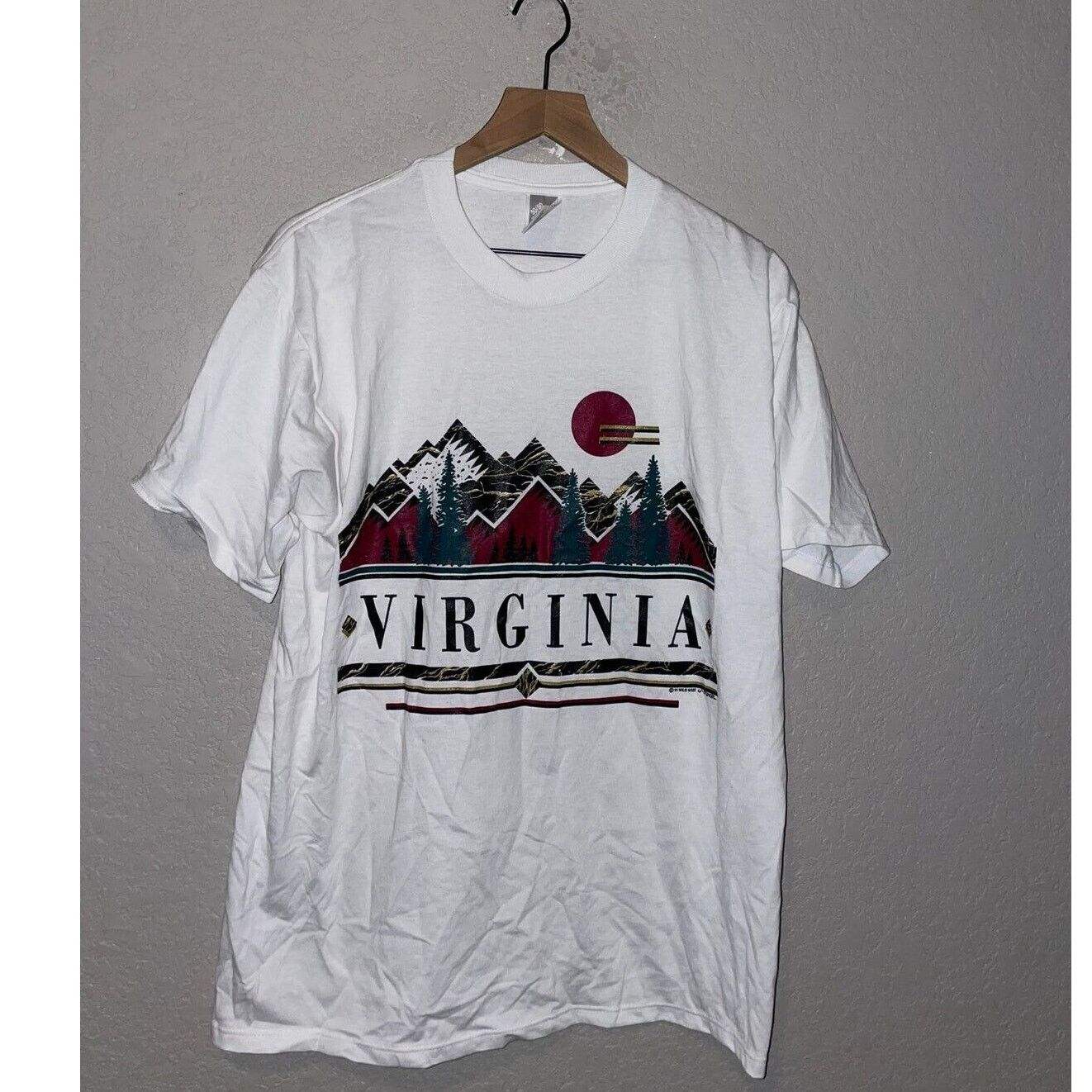 Jerzees VTG Test Print Shirt Virginia Montana Fish Trout White Tee Size US L / EU 52-54 / 3 - 1 Thumbnail
