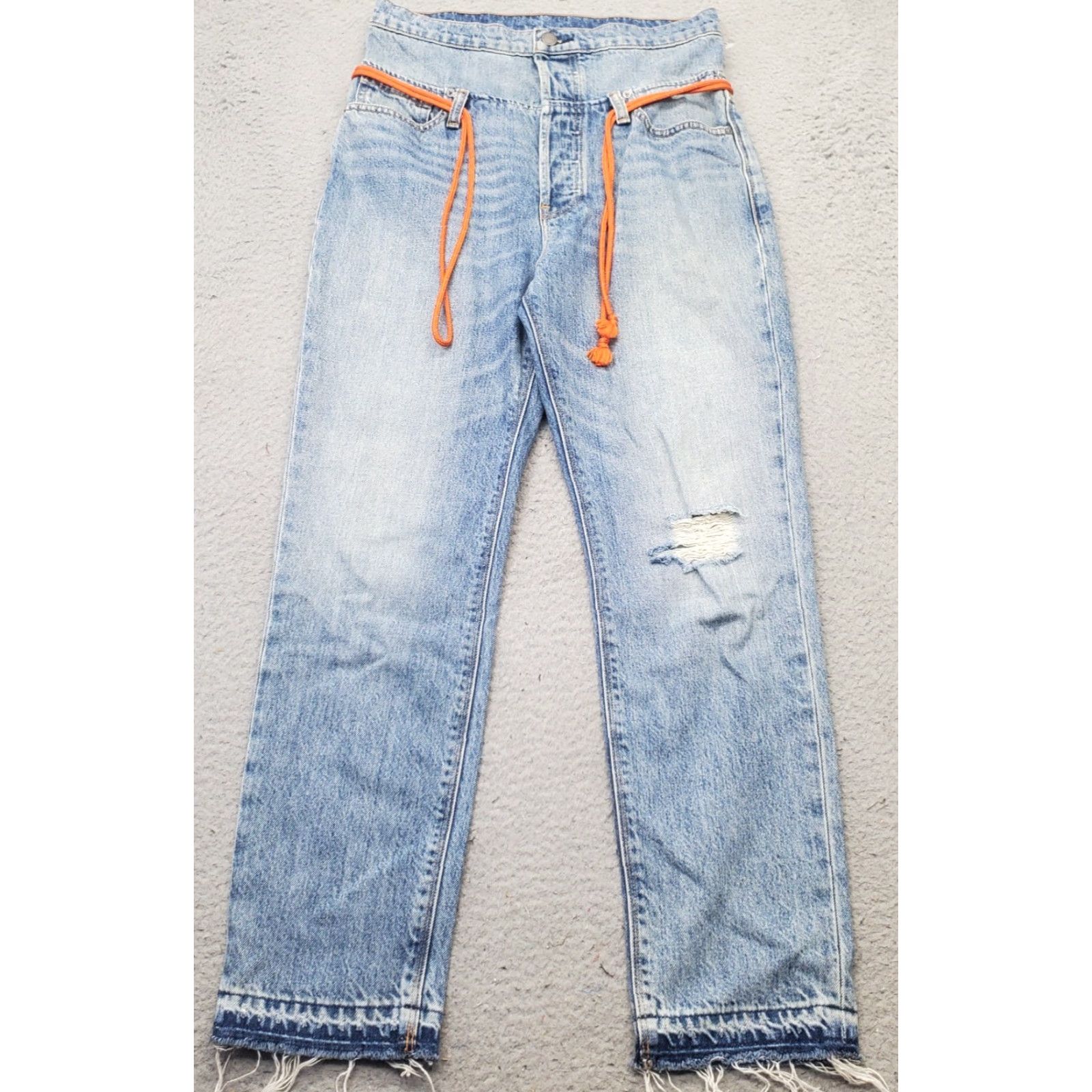 Hudson Hudson Womens Jeans 24 Blue Denim Distressed High Waist Boyfriend 5-Pocket 100% Cotton Regular Mens Womens Girls Size 42" / US 20 - 2 Thumbnail