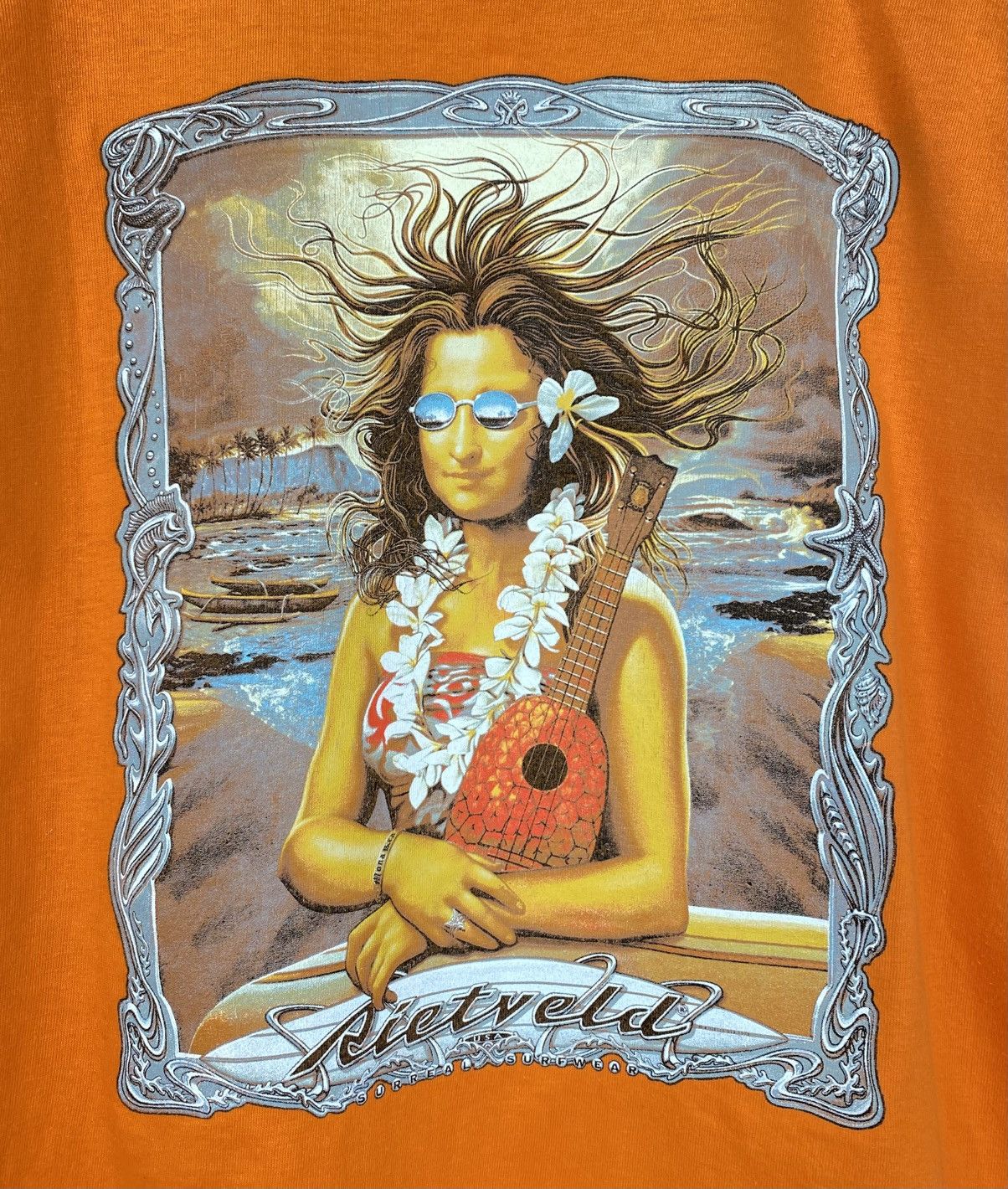 Vintage Vintage Rietveld USA Surf T-Shirt Mona Lisa Graphic Humour Size US S / EU 44-46 / 1 - 2 Thumbnail
