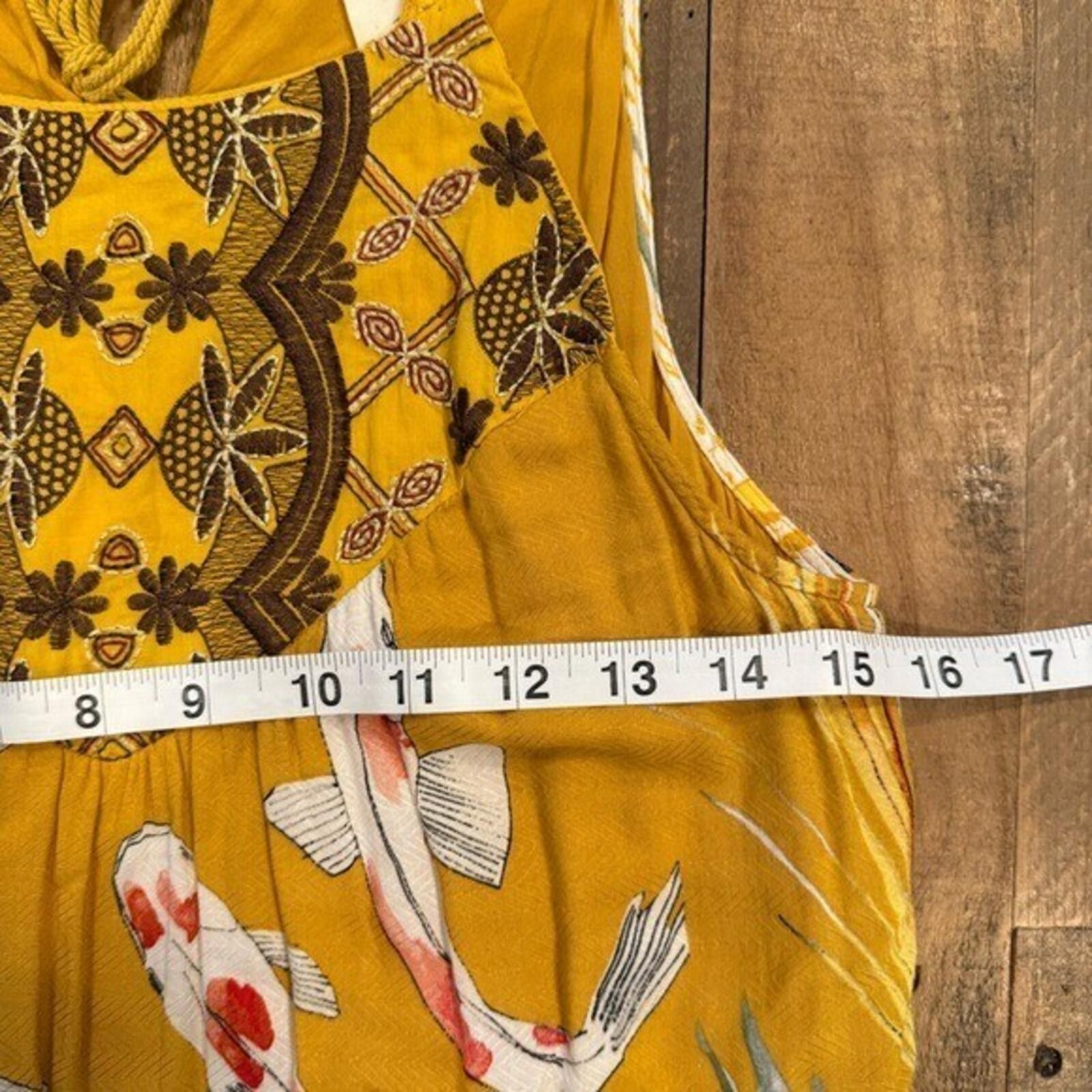 Anthropologie One September Anthro Koi Fish Embroidered Maxi Dress XS Size XS / US 0-2 / IT 36-38 - 9 Thumbnail