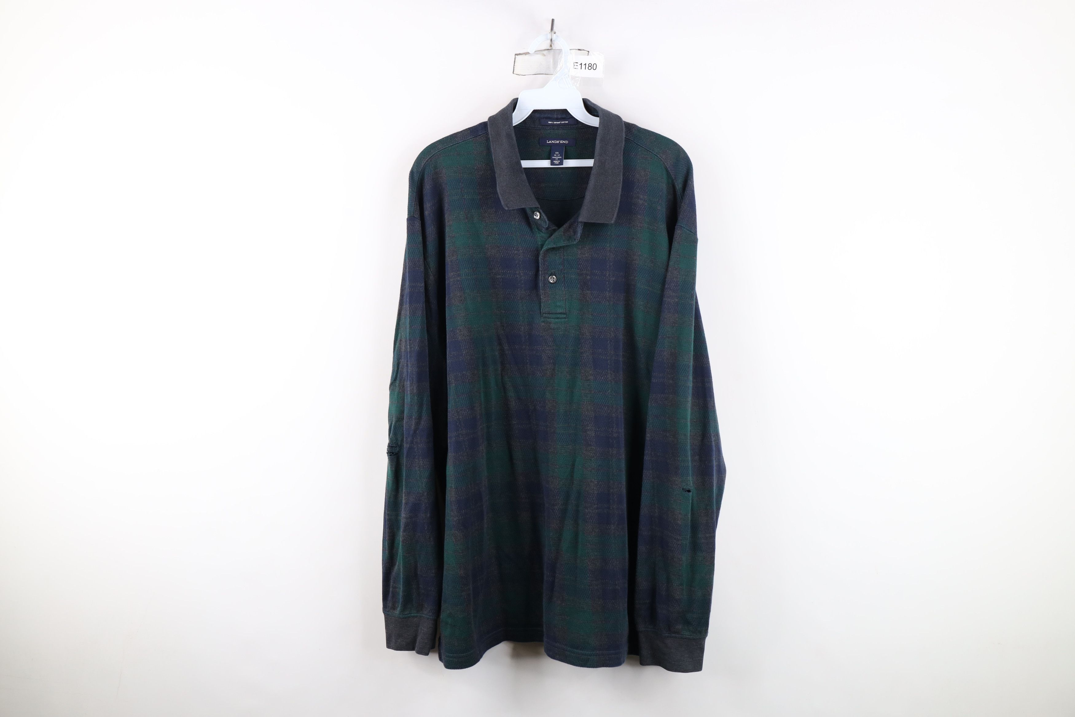 Lands' End Vintage Lands End Long Sleeve Rugby Polo Shirt Plaid Cotton Size US XXL / EU 58 / 5 - 1 Thumbnail