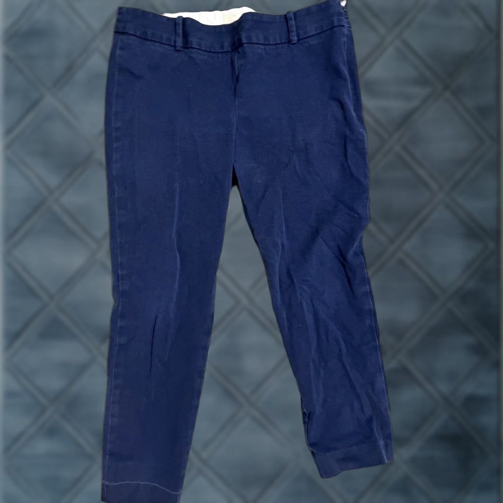 J.Crew VINTAGE J.CREW Winnie Pant Stretch Twill Womens 8P Petite Navy Blue 24 Inseam Pants Womens Size 30" / US 8 / IT 44 - 1 Thumbnail