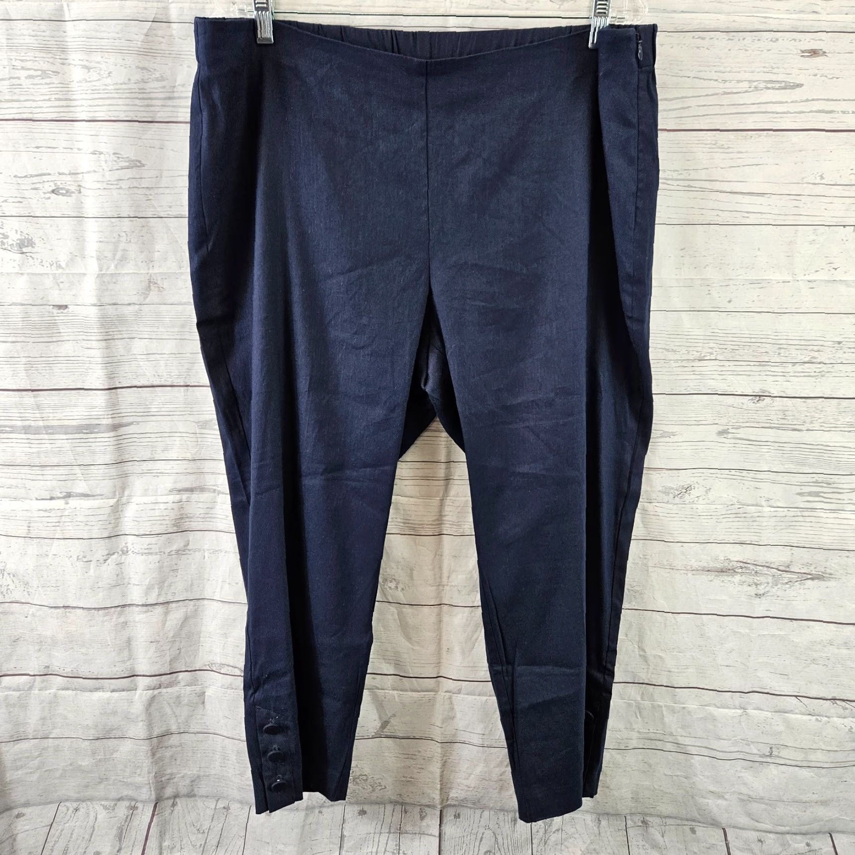 J. Jill VINTAGE J Jill Womens Linen Stretch Cropped Pants Sz XL Petite Blue Side Zip Size 40" / US 18 - 2 Thumbnail