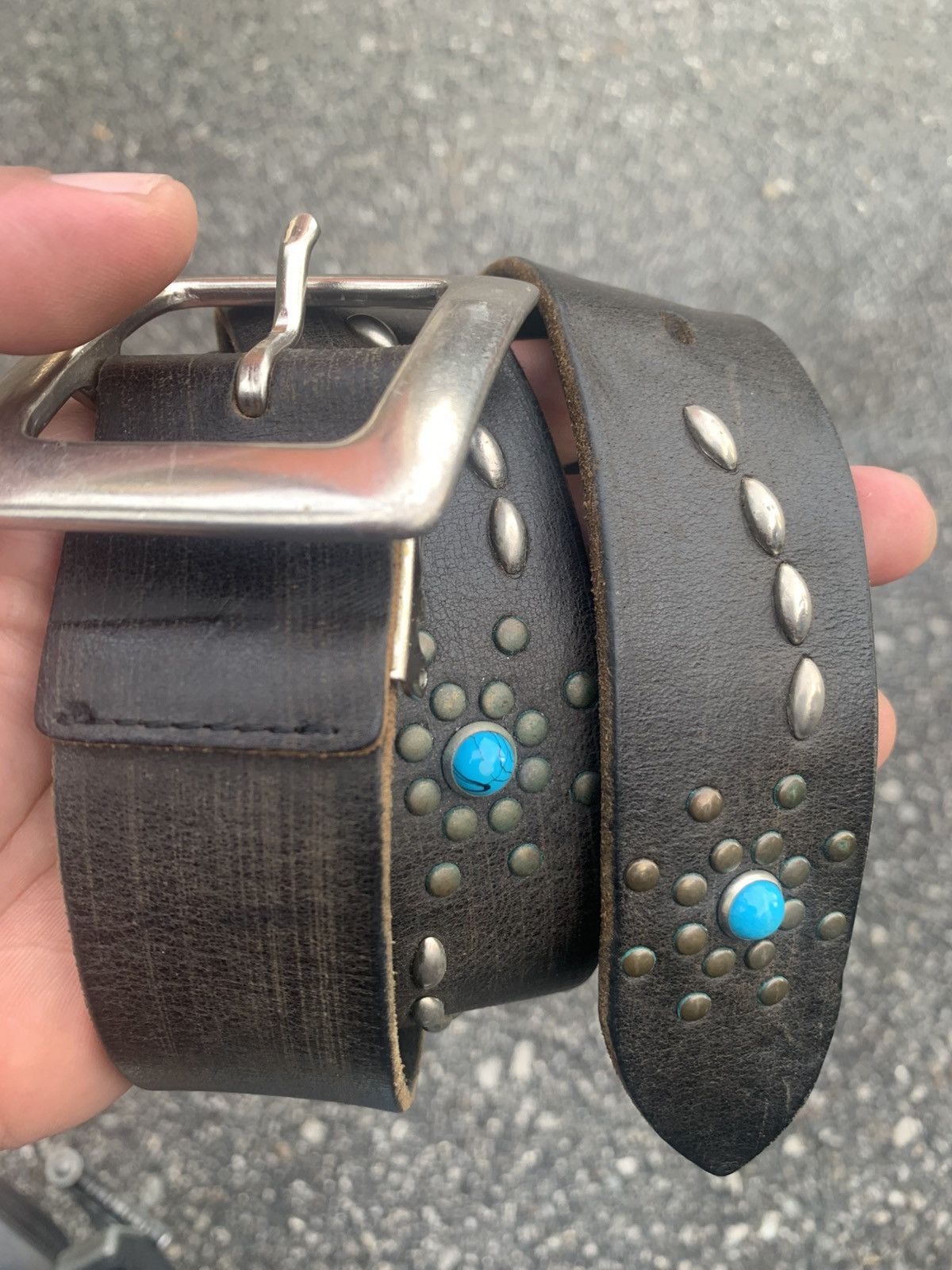 Vintage Vintage western inspired studded leather belt Size 36 - 1 Thumbnail