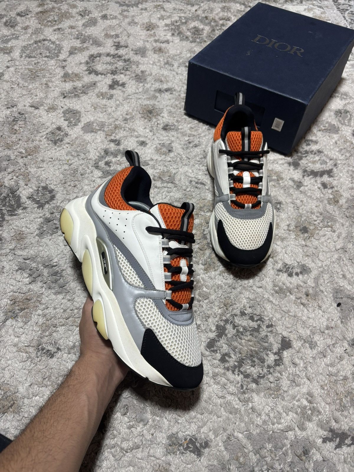 Dior Dior B22 Sneakers White Black Orange – Size EU 45 US 12 Size US 12 / EU 45 - 1 Thumbnail