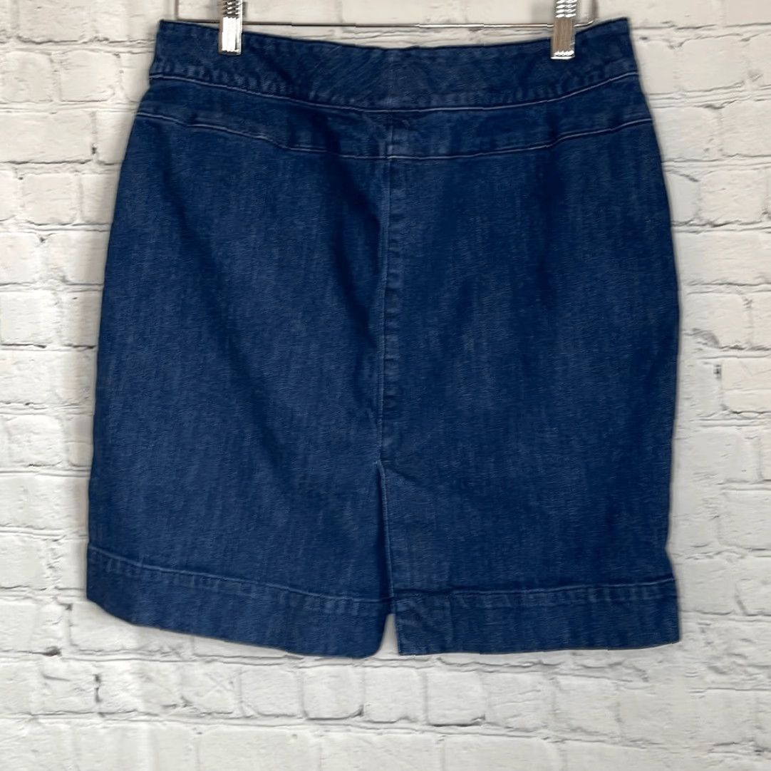 Vintage New York & Company Women’s Dark Wash Midi Jean skirt size 10 Metal Pockets Size 32" / US 10 / IT 46 - 3 Thumbnail