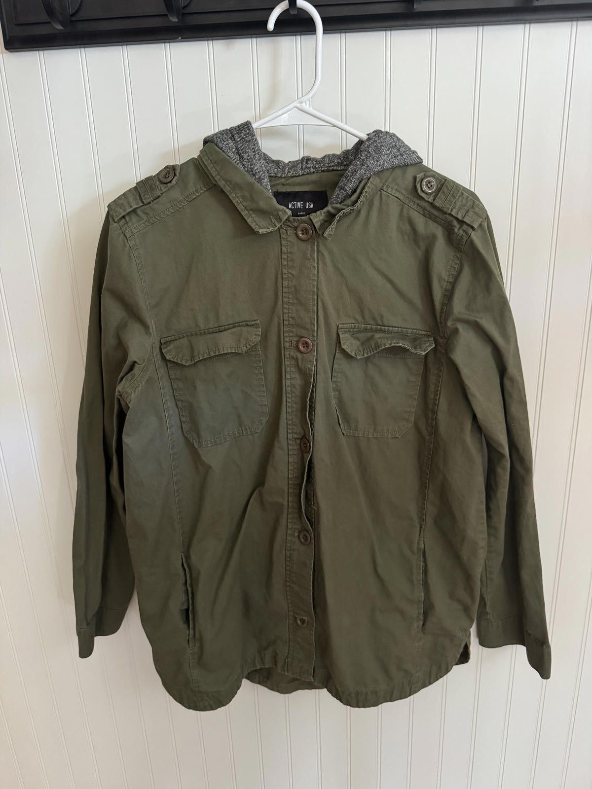 Other Active USA Men's Large Olive Green Hooded Jacket Size US L / EU 52-54 / 3 - 1 Thumbnail