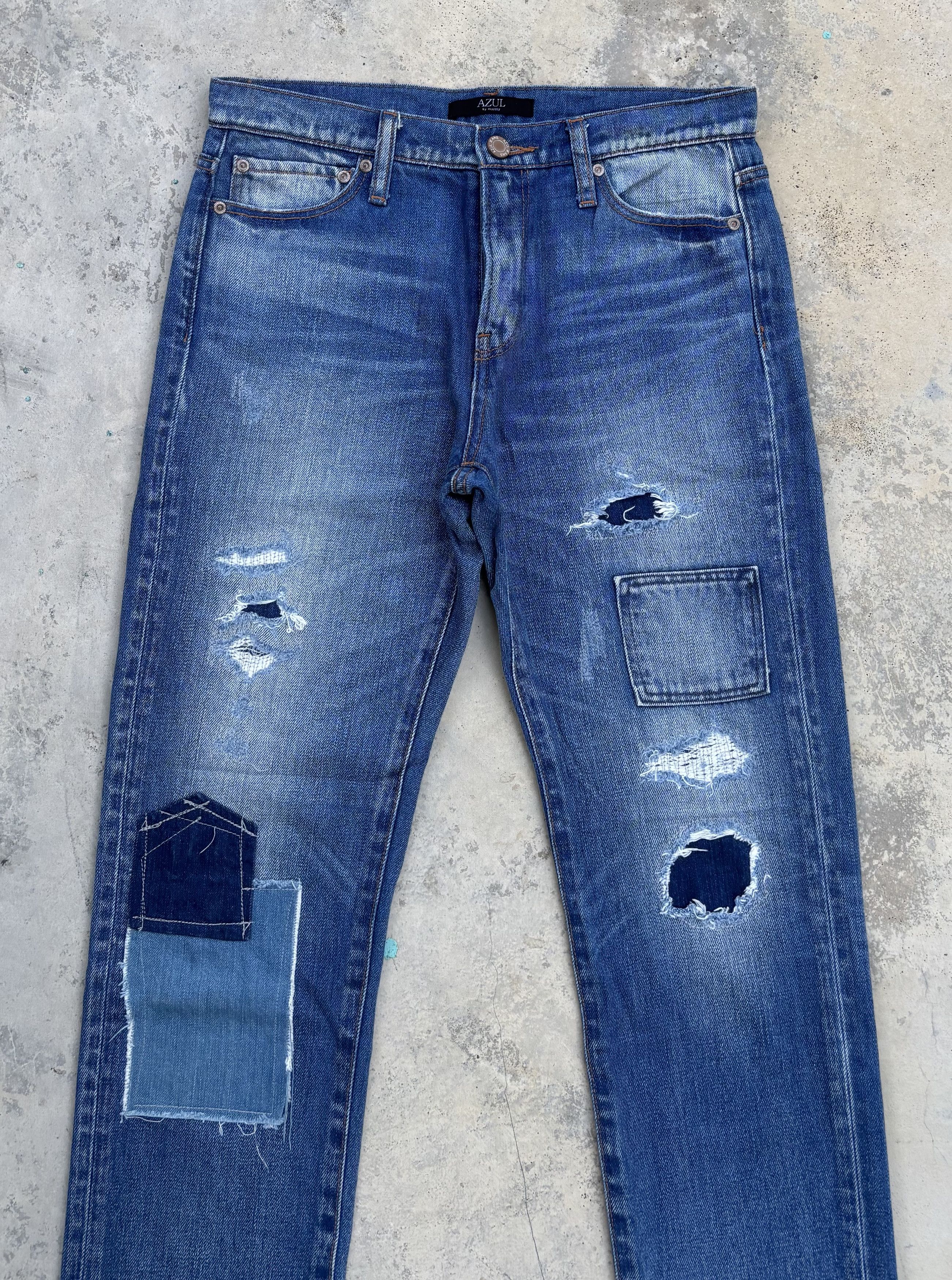 Japanese Brand × Jean × Kapital Vintage Azul By Moussy Patchwork Distressed Denim Jean Size US 31 - 3 Thumbnail