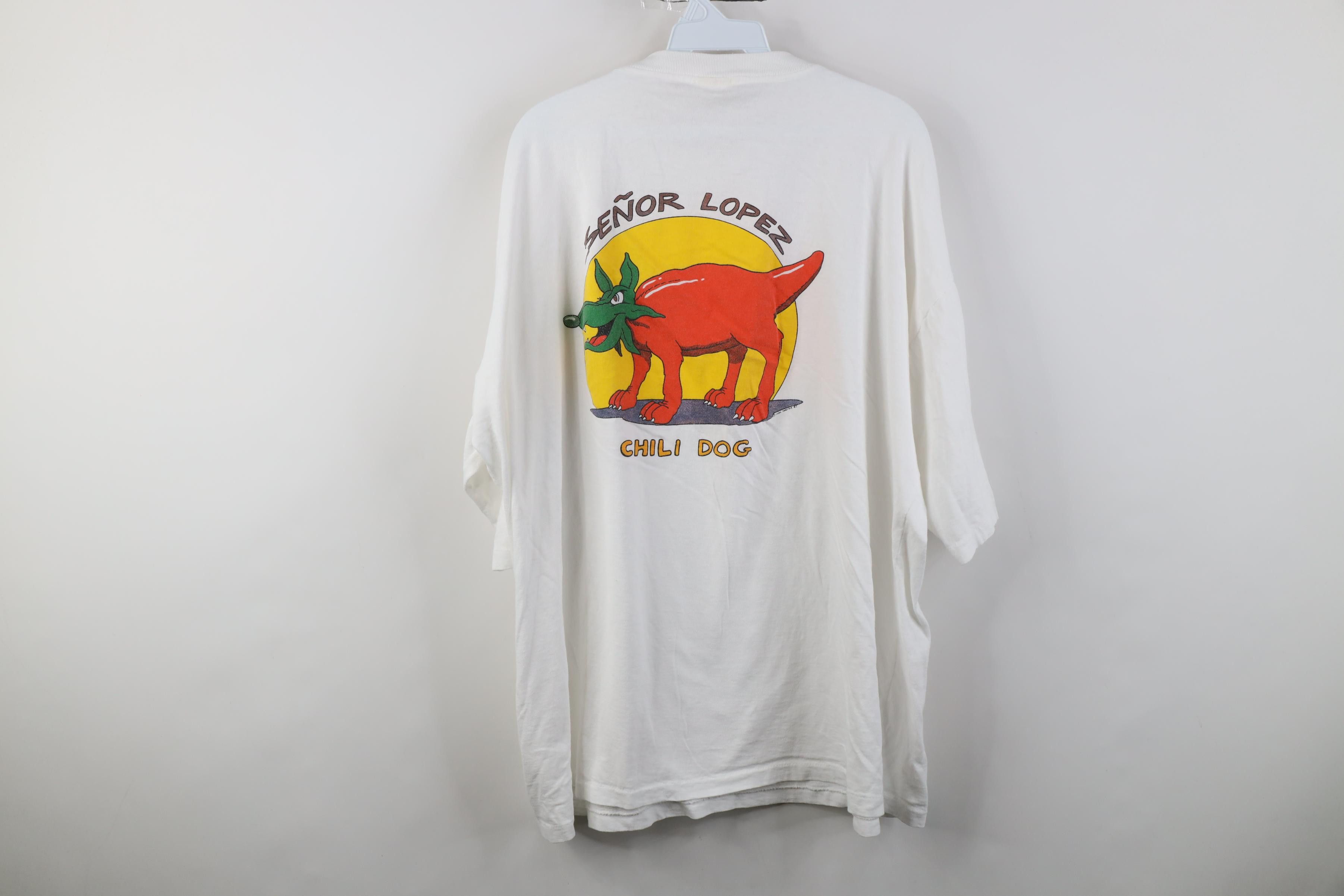 Vintage Vintage 80s Senor Lopez Chili Dog Mexican Restaurant T-Shirt Size US XXL / EU 58 / 5 - 12 Thumbnail