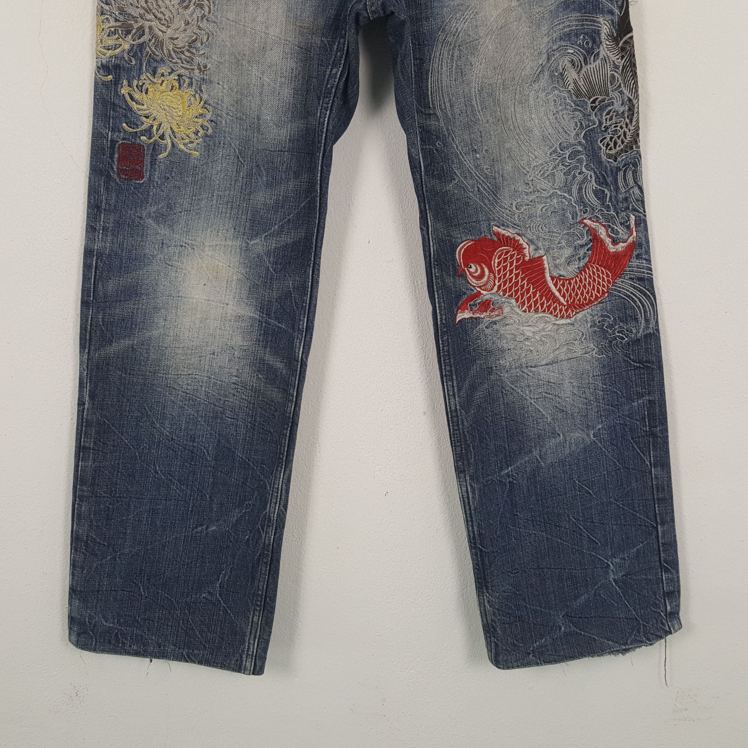 Japanese Brand Vintage Karakuri Tamashii Japanese Brand Denim RR9 Size US 29 - 3 Thumbnail