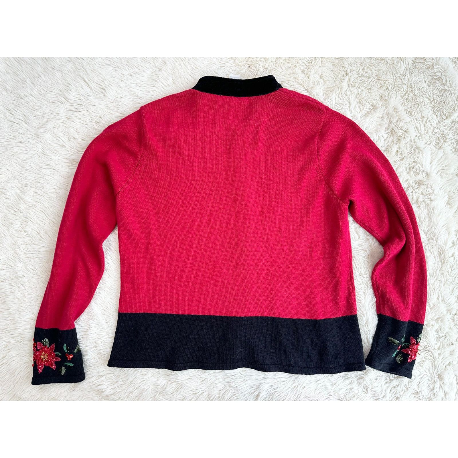 Serengeti Y2K Red Poinsettia Zip Holiday Christmas Cardigan XL Size XL / US 12-14 / IT 48-50 - 7 Thumbnail