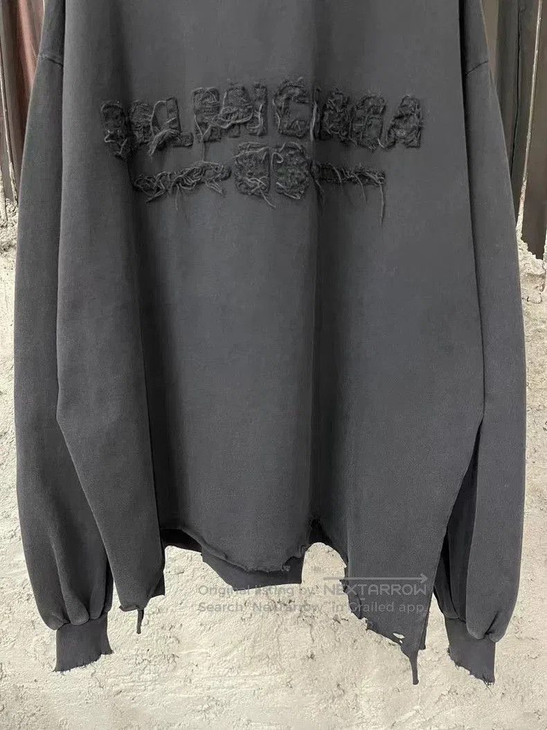 Balenciaga Balenciaga Black Distressed Patch Letter Sweatshirt. Size US S / EU 44-46 / 1 - 5 Thumbnail