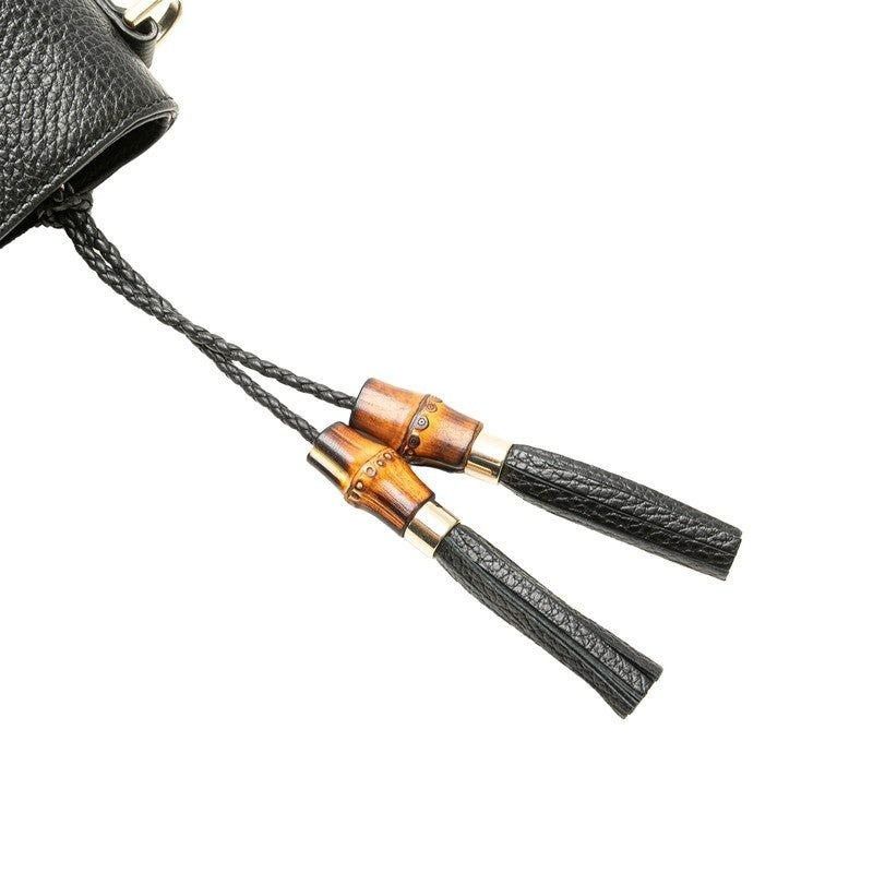 Gucci Gucci Bamboo Tassel Leather Handbag Black Size ONE SIZE - 4 Thumbnail