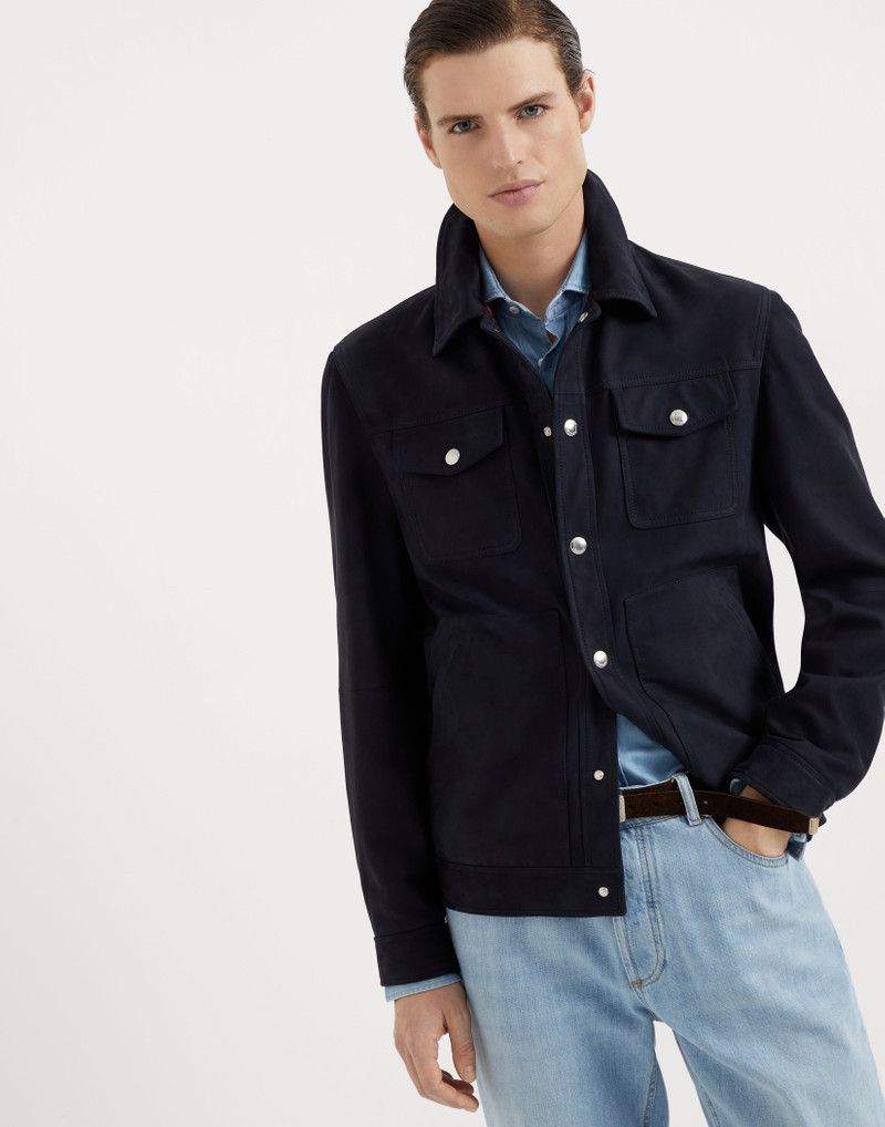 Brunello Cucinelli o1w1db10226 Leather Jacket in Navy Blue Size US S / EU 44-46 / 1 - 2 Thumbnail