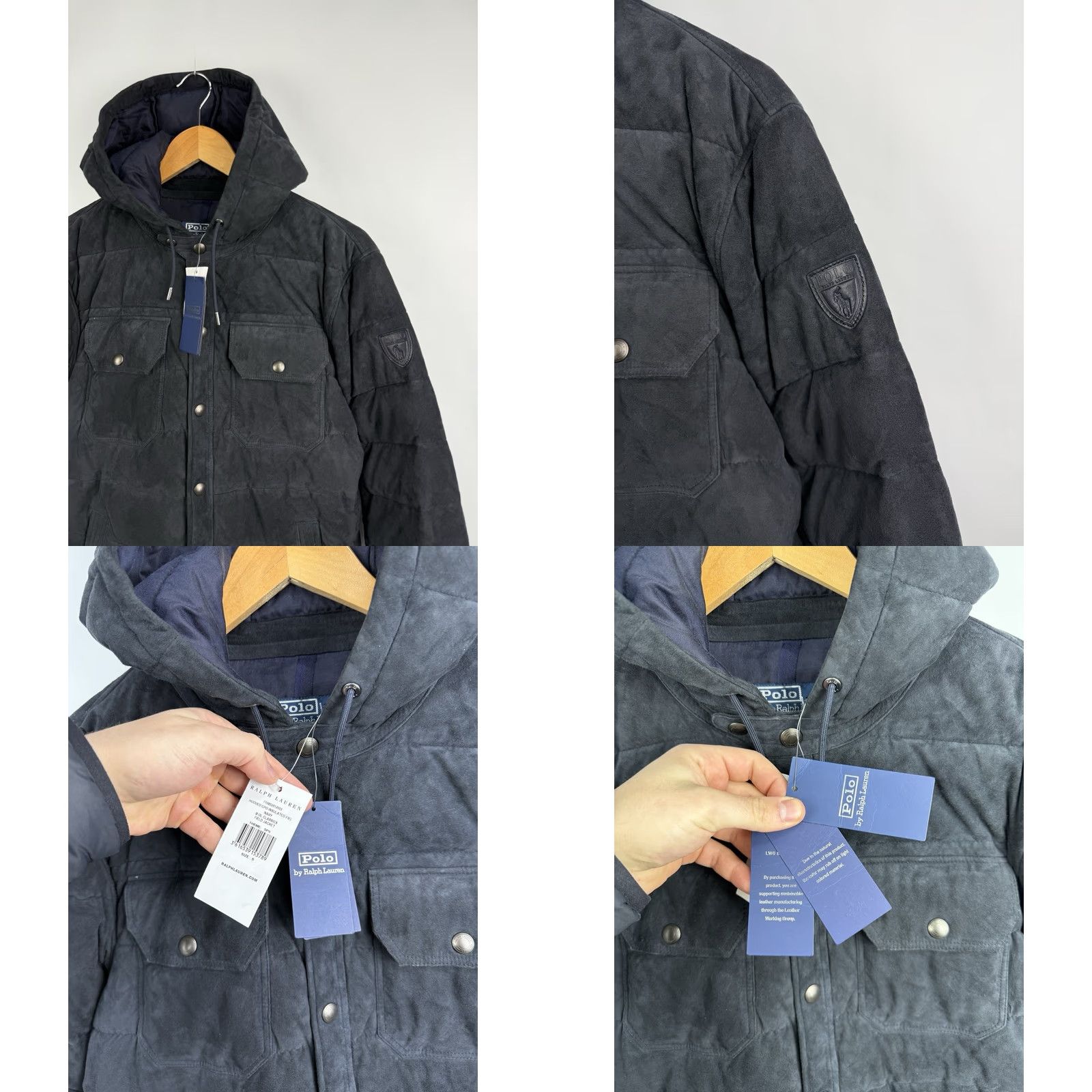 Ralph Lauren Ralph Lauren Polo Quilted Suede Hooded Jacket S Dark Blue Mens Quilted Hooded Jacket Size US S / EU 44-46 / 1 - 8 Thumbnail