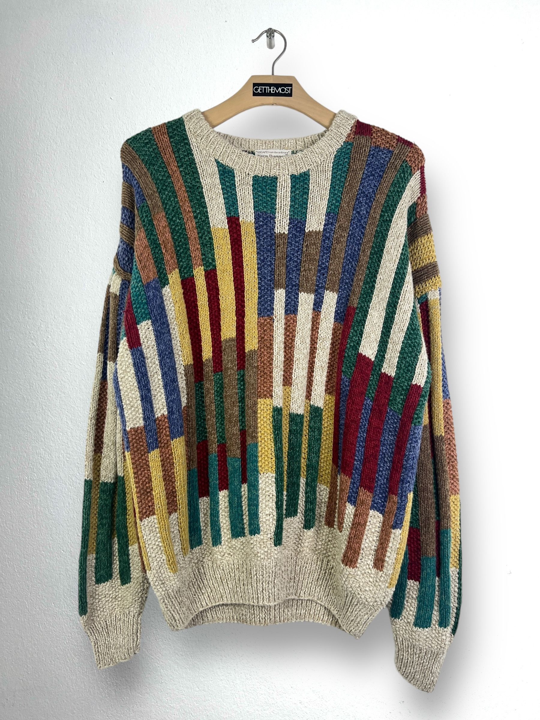 Vintage high quality Norm Thompson Sweater Pullover 100% Merino Wool Multicolor Mens Sz XL