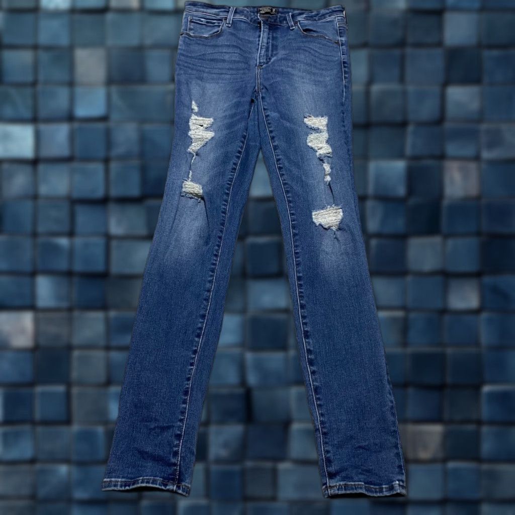 Abercrombie & Fitch Abercrombie & Fitch Women Jeans 28 Blue Denim High Rise Slim Distressed Stretch Size 27" / US 4 / IT 40 - 1 Thumbnail