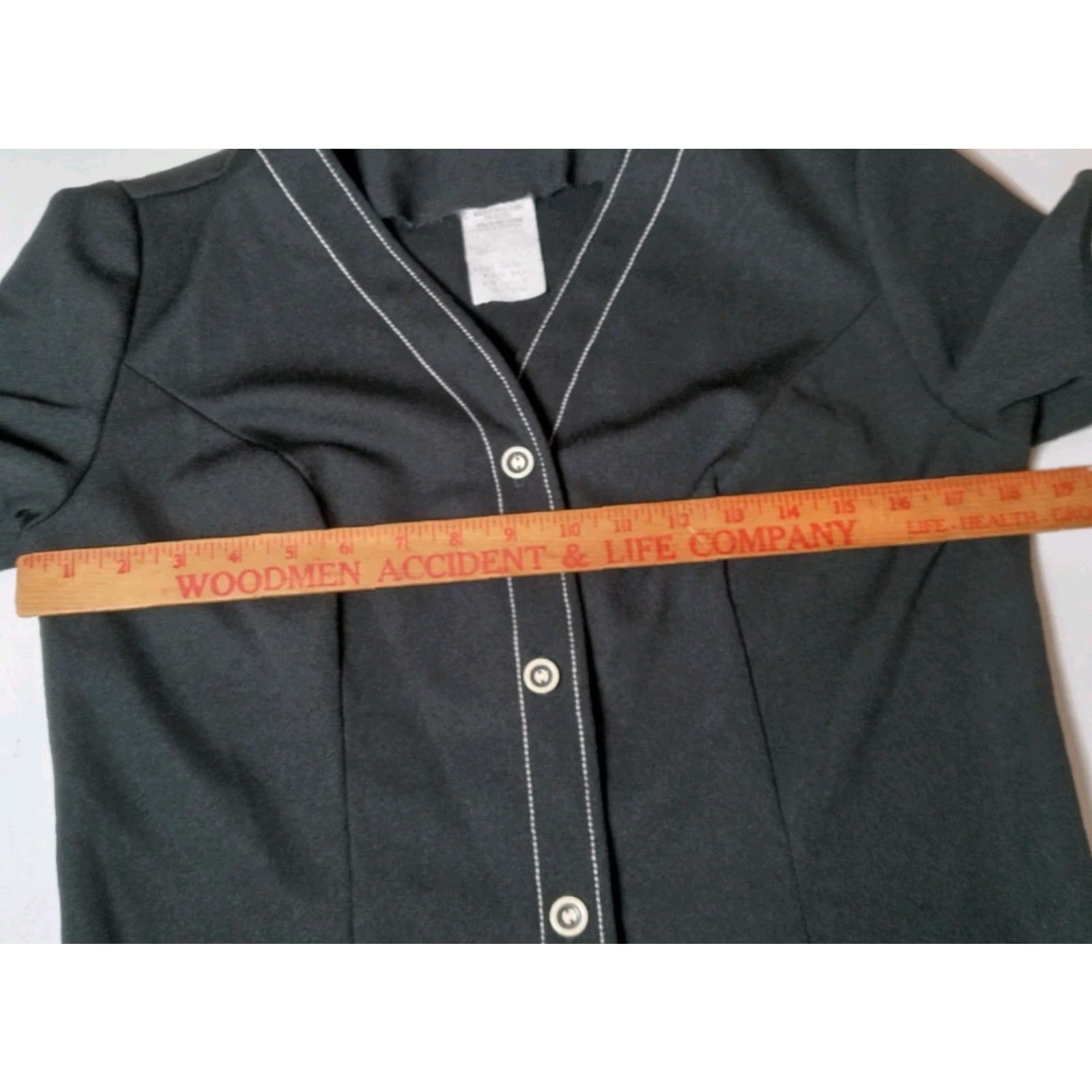 Vintage VINTAGE Work Smock Shirt XL Tall Black Polyester V-neck Button-Up Short Sleeve Men? Women? Size XL / US 12-14 / IT 48-50 - 5 Thumbnail