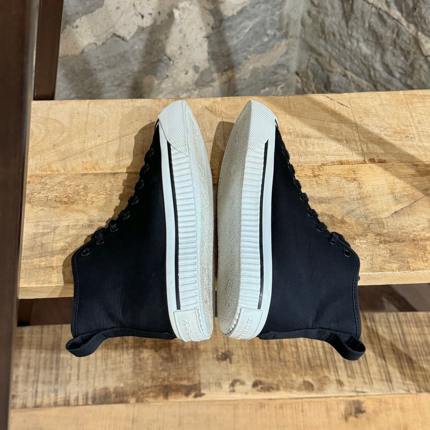 Burberry Burberry Black Canvas Knight Embroidered Kingly Big Sneakers Size US 6 / IT 36 - 8 Thumbnail
