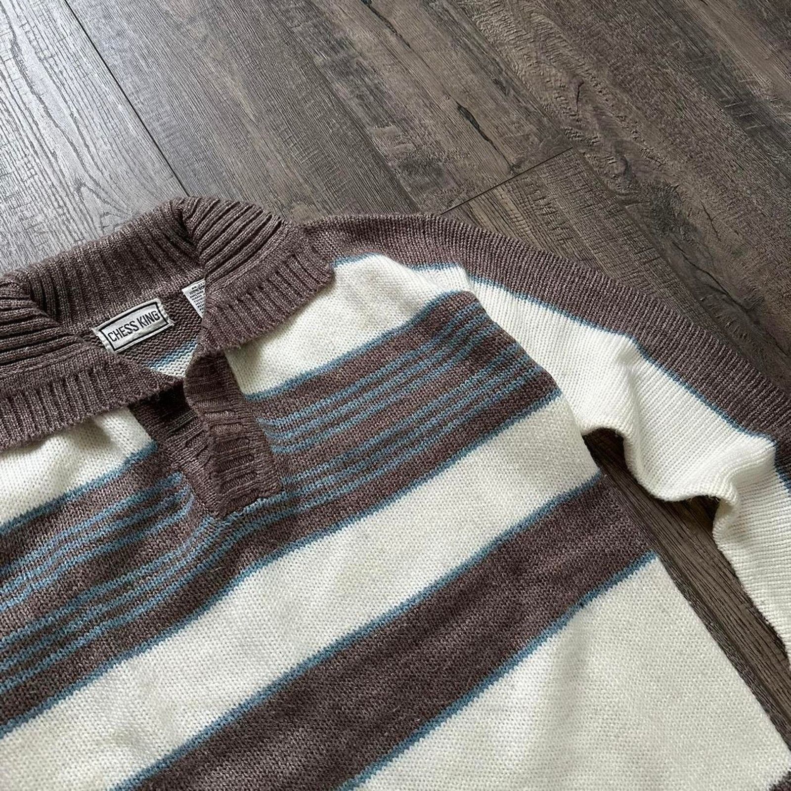 Vintage Vintage 70s Striped Collar Knit Sweater Longsleeve Pullover Size US M / EU 48-50 / 2 - 6 Thumbnail