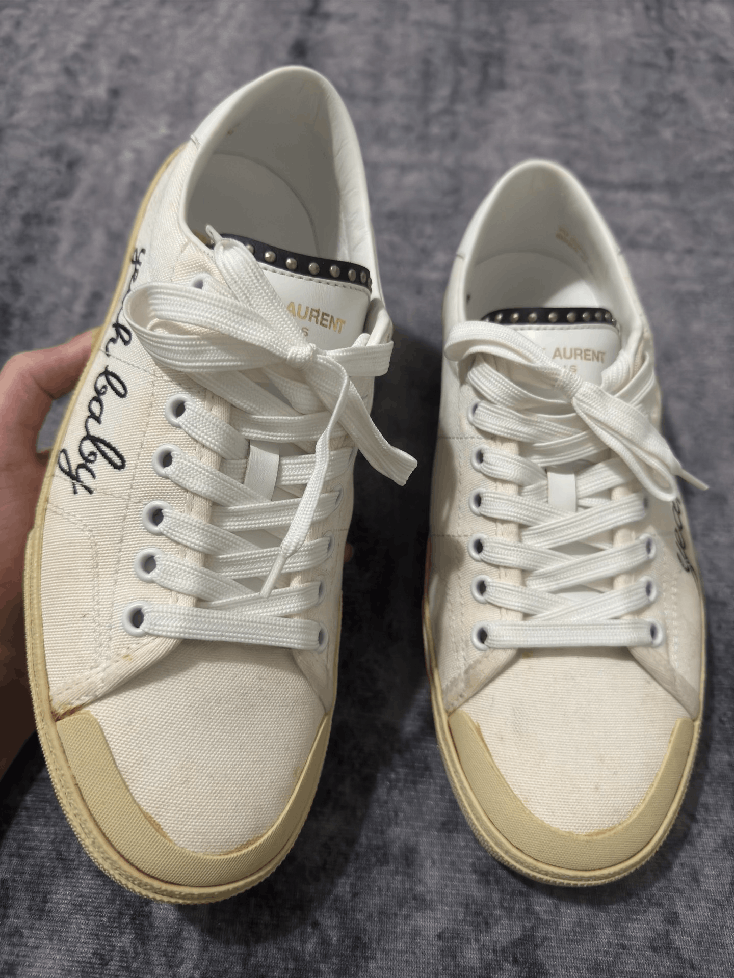 Saint Laurent Paris Saint Laurent White Canvas Sneakers Size US 7 / EU 40 - 1 Thumbnail