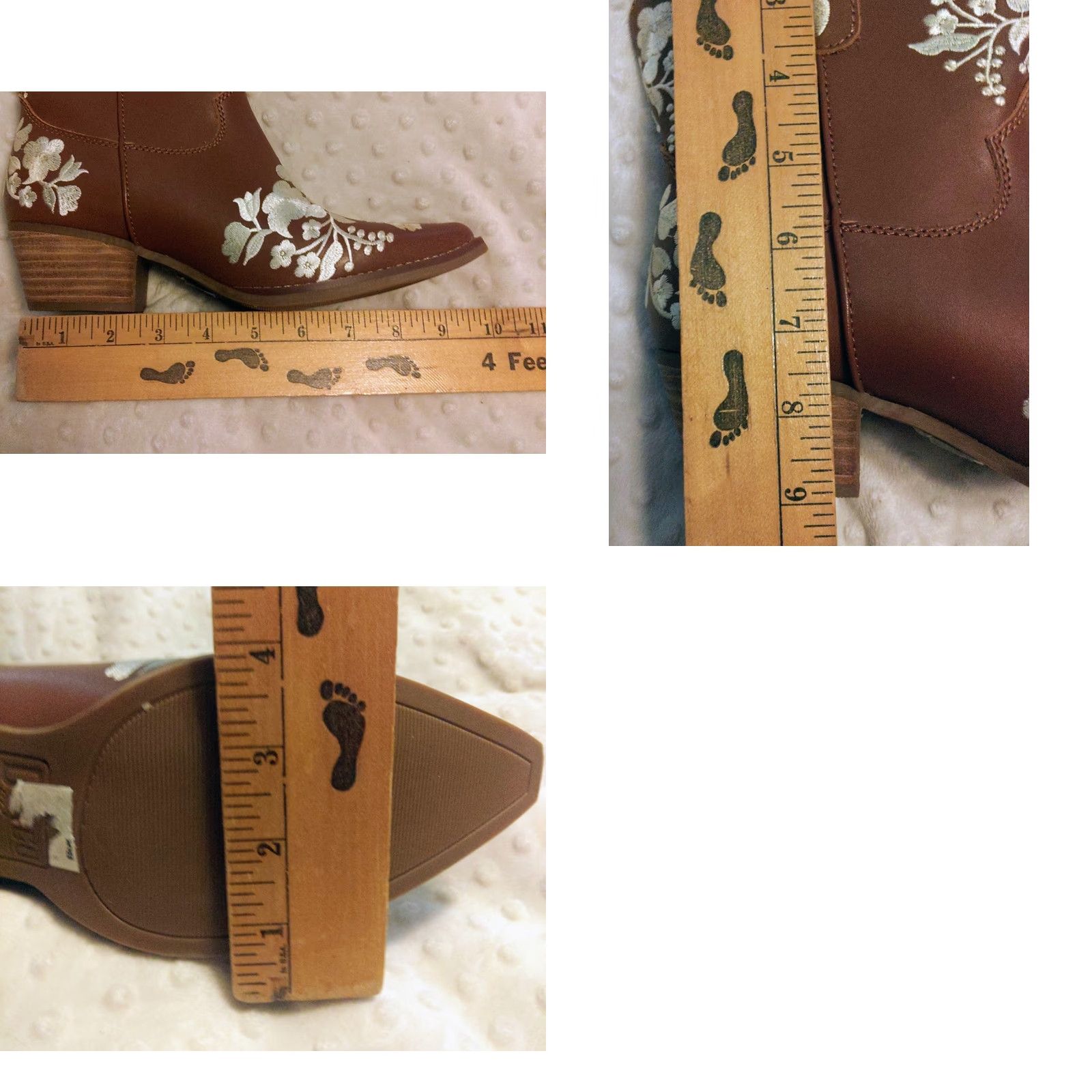 Vintage Dingo Take A Bow Ankle Boots Women Western Floral Embroidered Whiskey Brown Leather 7M Boots Size US 7 / IT 37 - 9 Thumbnail