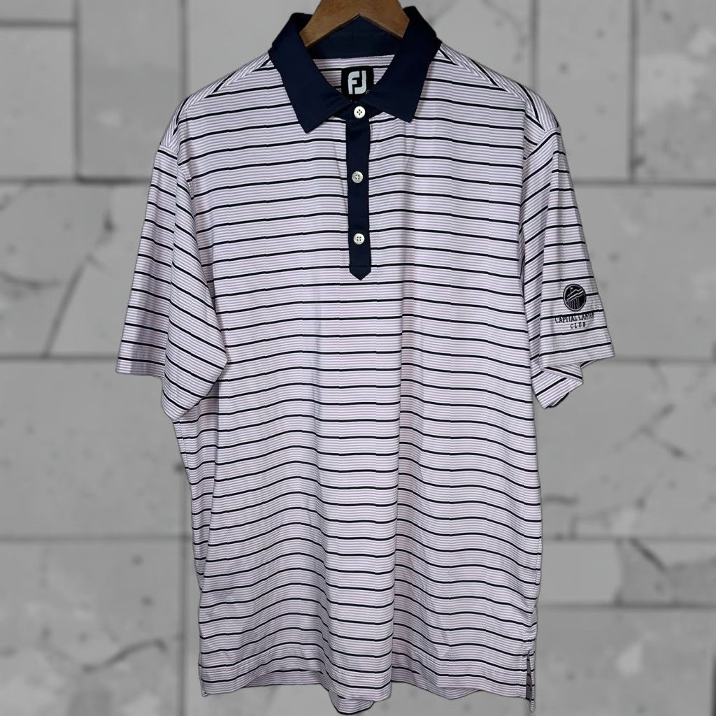 Footjoy FootJoy Polo Shirt Striped Athletic Polyester Blend Mens Size L Multicolor Shirt (Regular) Size US L / EU 52-54 / 3 - 1 Thumbnail
