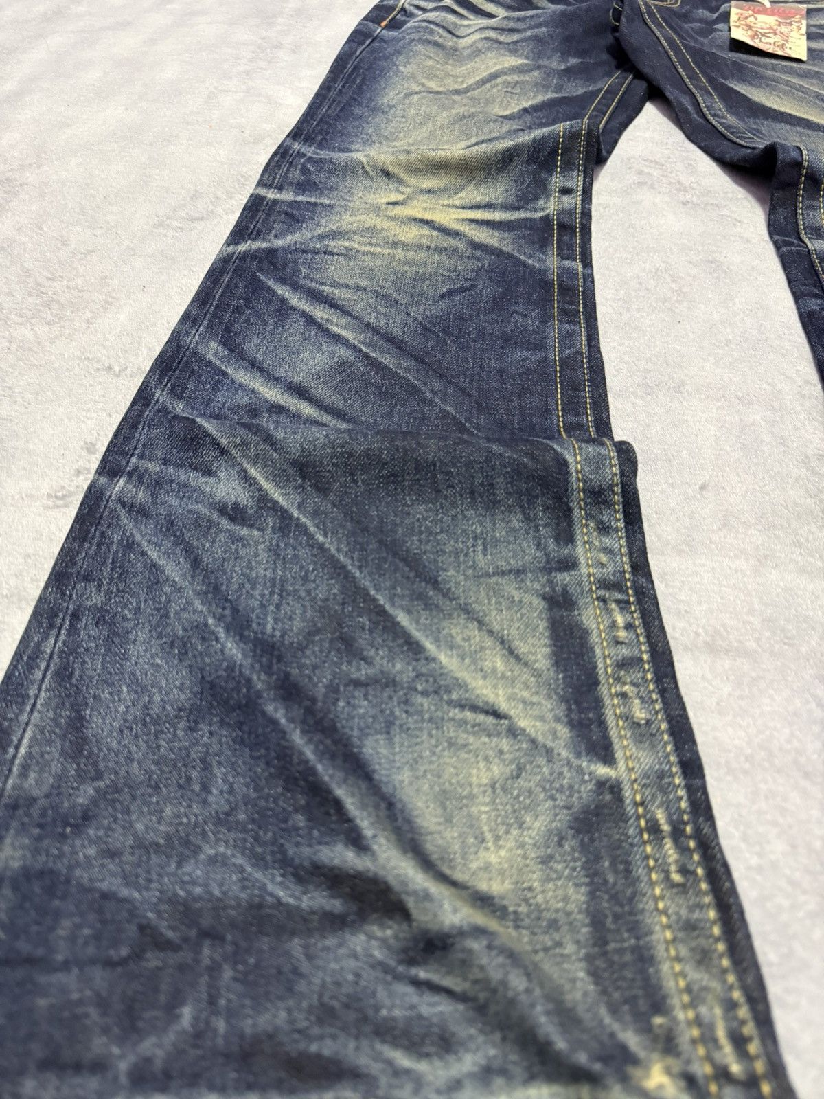 If Six Was Nine Lolita By Concert Club Shadow Mud Wash Claw Flared Jeans Size US 30 / EU 46 - 6 Thumbnail