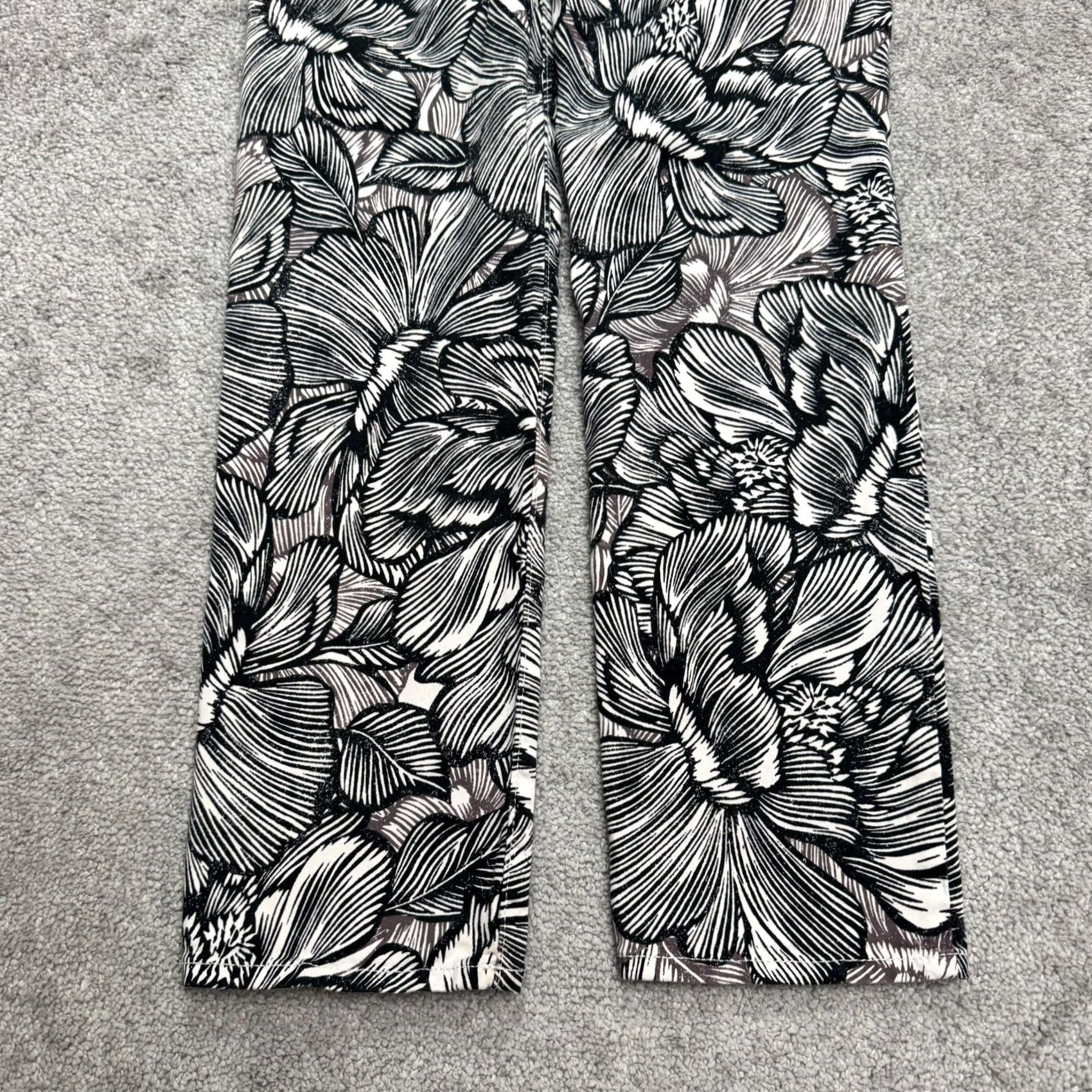 Vintage VINTAGENYDJ Sheri Slim Fit Floral Lift Tuck Technology Ankle Pants Womens 0 Black White Size 25" / US 0 / IT 36 - 3 Thumbnail