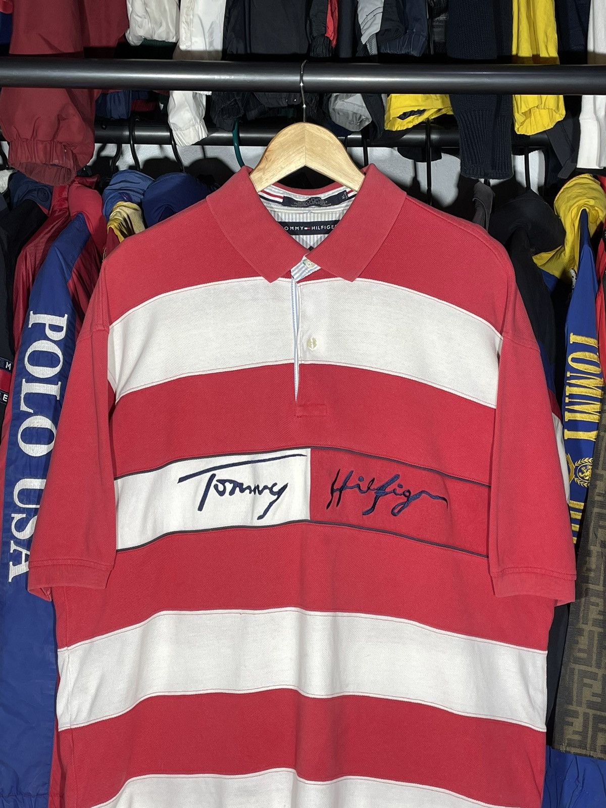 Tommy Hilfiger × Vintage Polo T-shirt Tommy Hilfiger Big Flag 90’s Vintage Size US XL / EU 56 / 4 - 2 Thumbnail