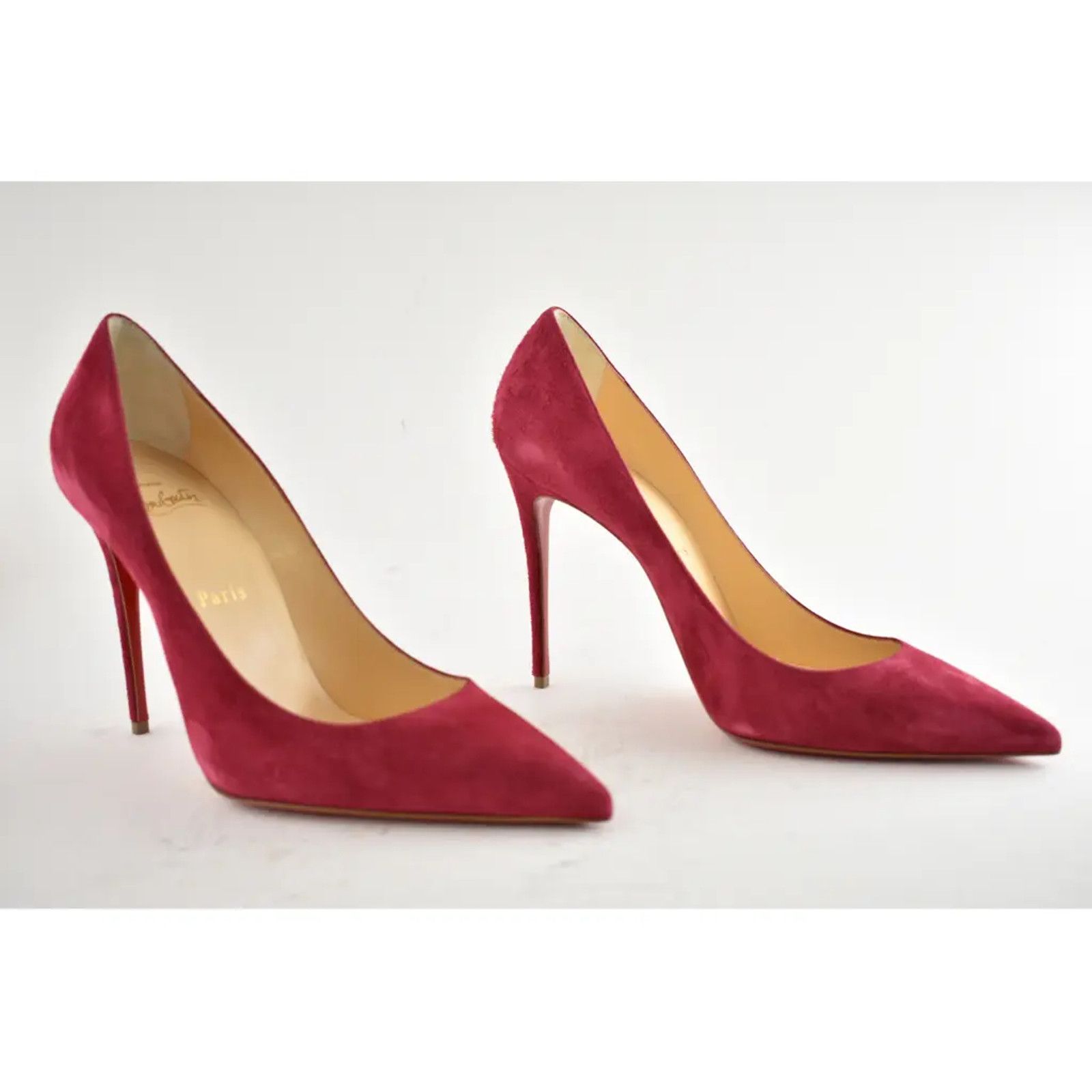 Christian Louboutin Kate 100 Persan Pink Raspberry Suede Pointed Heel Pump 41 Size US 11 / IT 41 - 4 Thumbnail