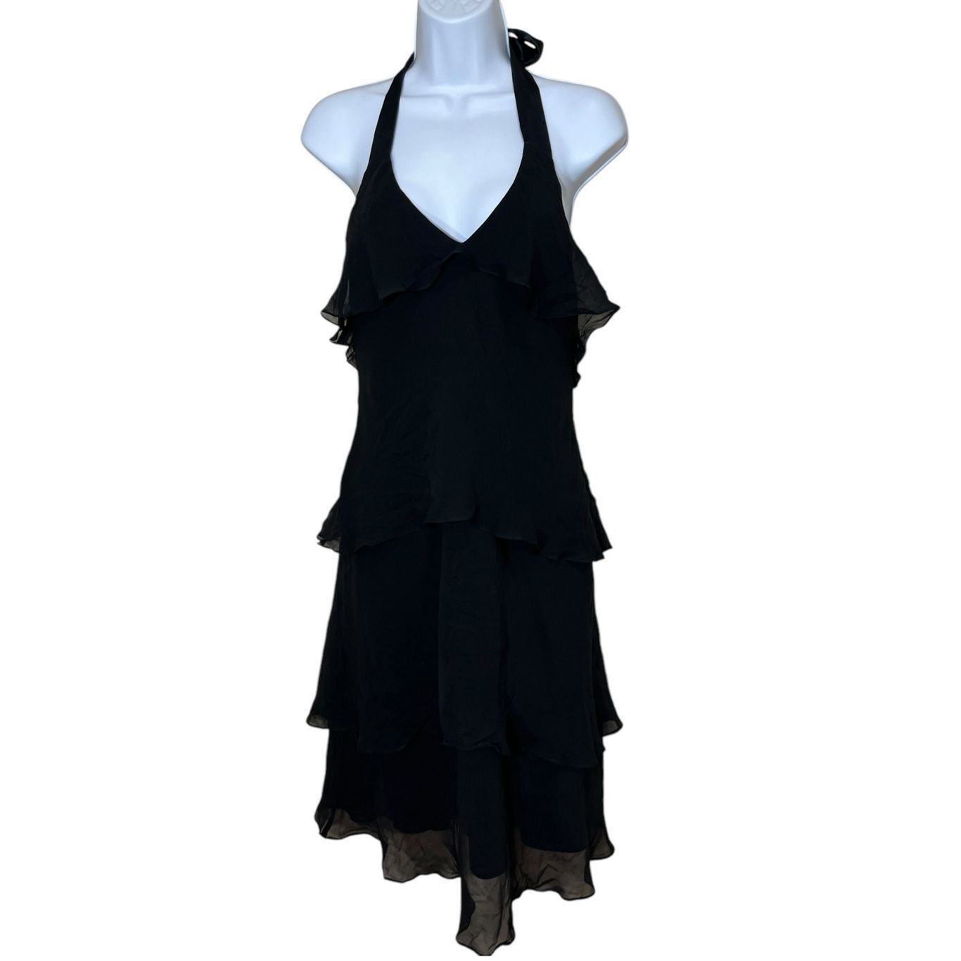 Jones New York Vintage Jones New York 90s 100% Silk Black Tiered Dress Size Size L / US 10 / IT 46 - 1 Thumbnail