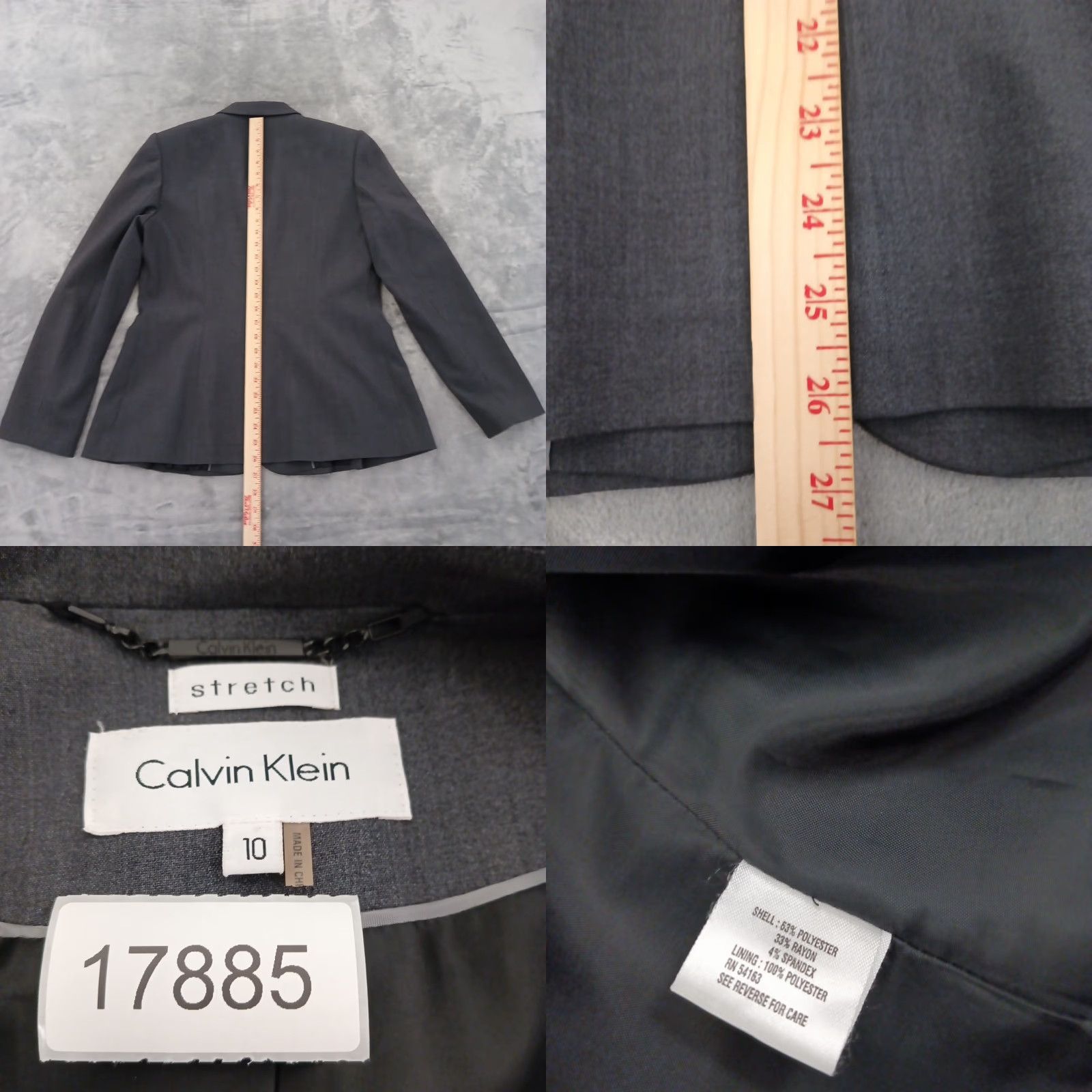 Calvin Klein Calvin Klein Blazer Womens Size 10 Gray Stretch Polyester Blend Jacket Single-Breasted Notch Lapel Womens 10 Gray Stretch Polyester Blend Vest? Size L / US 10 / IT 46 - 8 Thumbnail