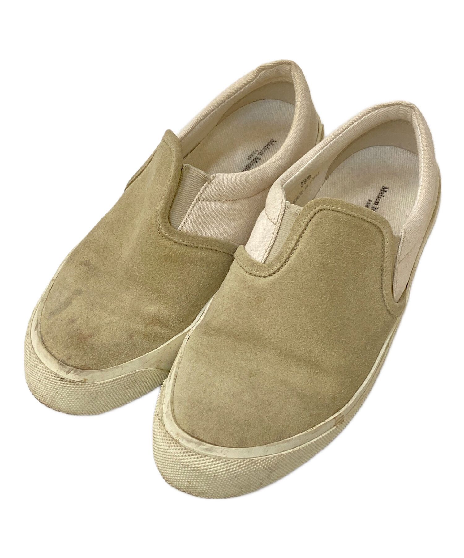 Maison Margiela Suede Canvas Slip-Ons Beige 39 1/2