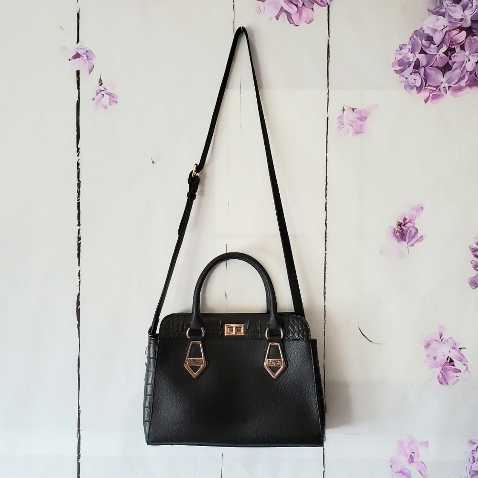 Designer Bob Mackie Rodeo Drive Croc Print Leather Satchel Handbag Size ONE SIZE - 4 Thumbnail