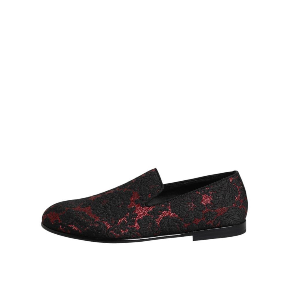 Dolce & Gabbana Dolce & Gabbana Red Black Jacquard Slip On Men Loafers Shoes Size US 7 / EU 40 - 6 Thumbnail