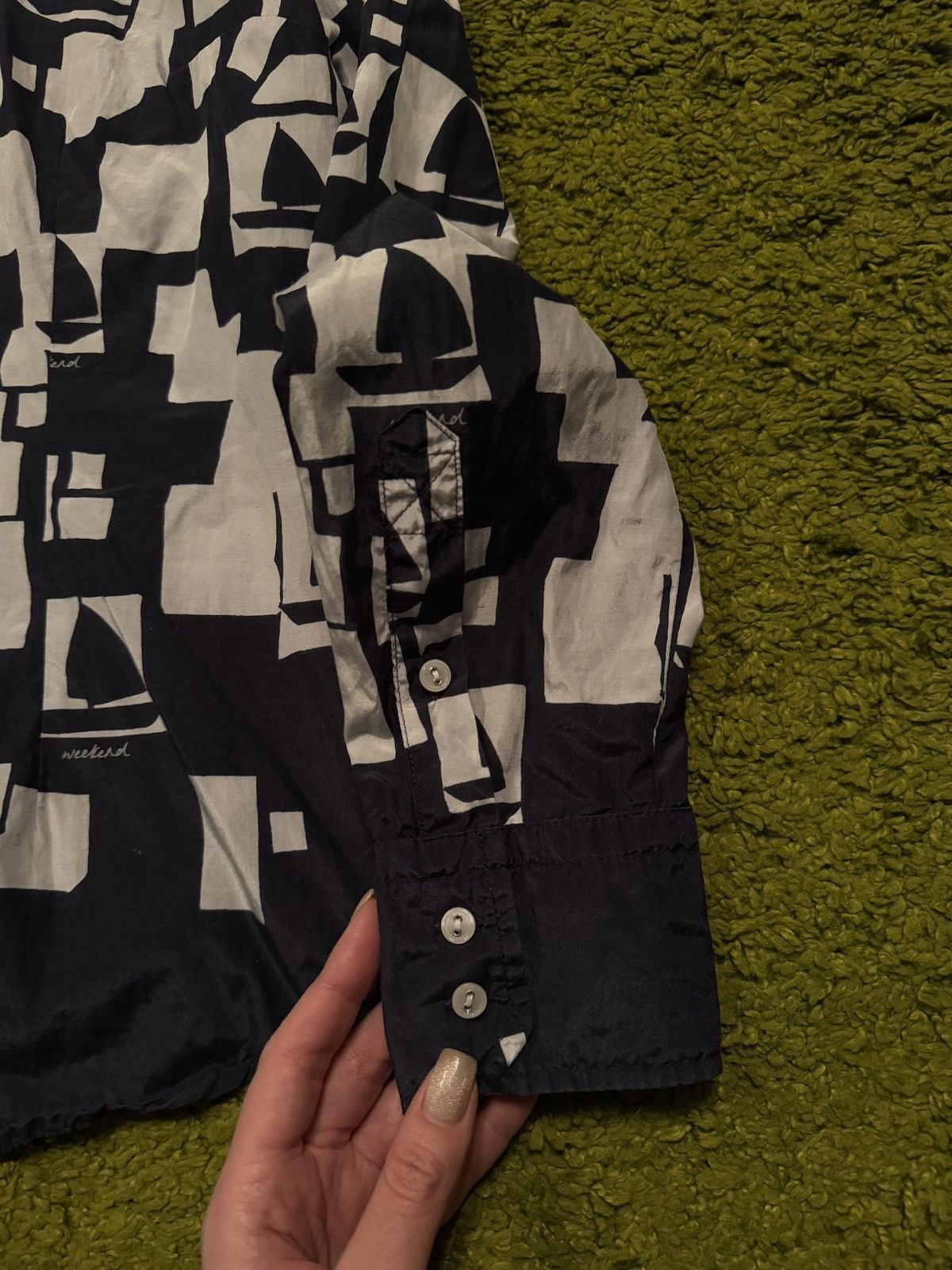Designer × Max Mara × Weekend Max Mara Max Mara Weekend silk blend graphic blouse shirt Size XL / US 12-14 / IT 48-50 - 5 Thumbnail